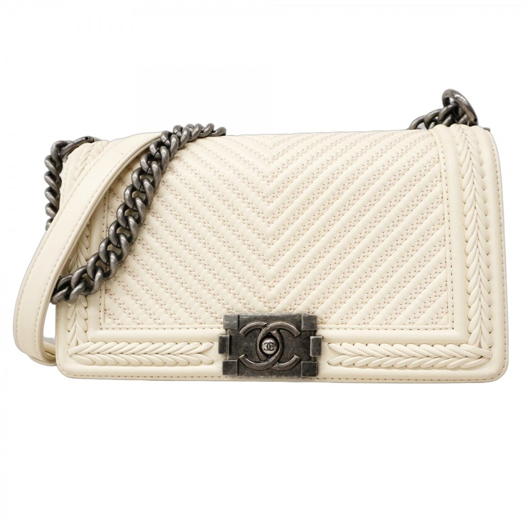 Chanel Boy Shoulder Bag, V-Stitch Chain Lambskin
