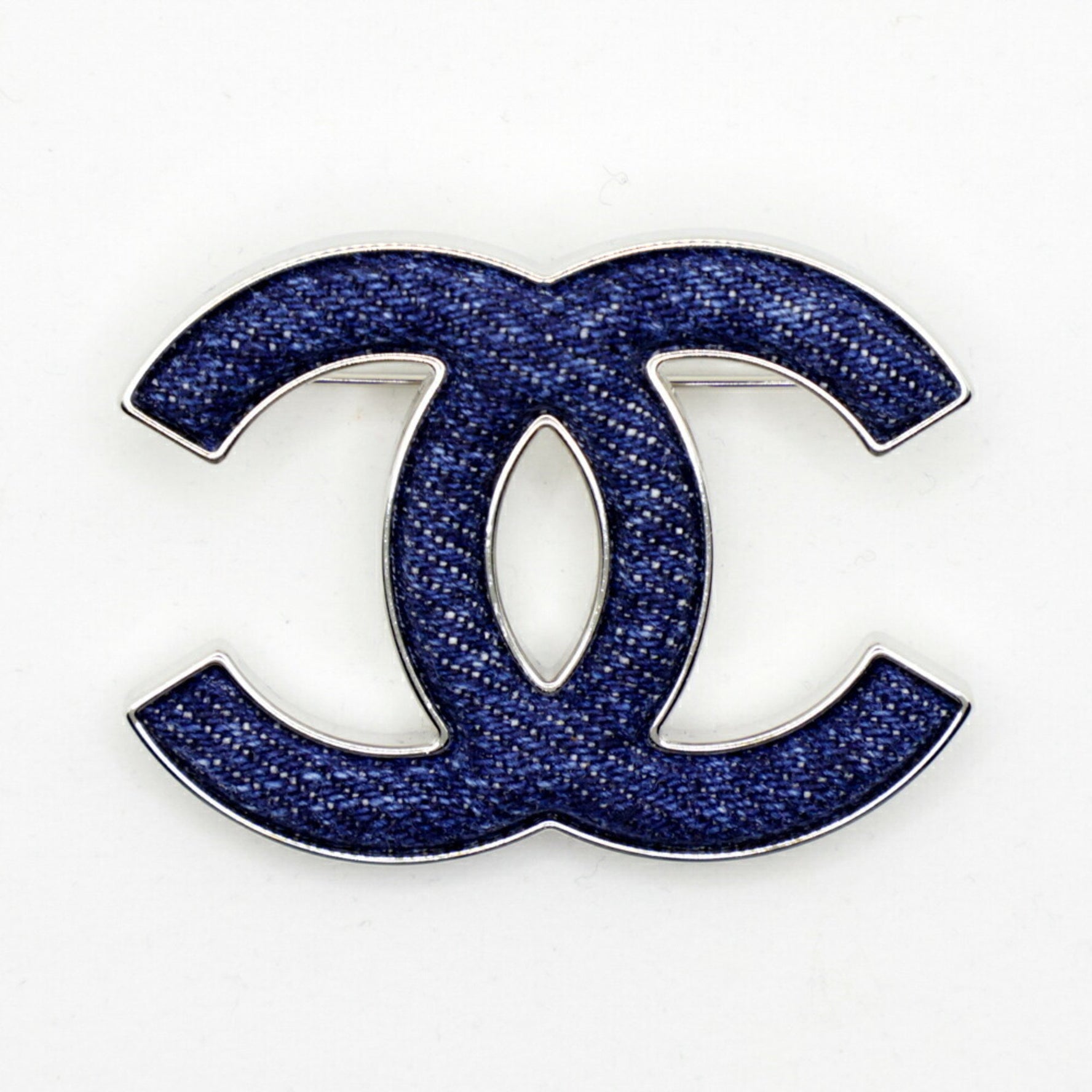 CHANEL Coco Mark Brooch Metal Denim CC 1467