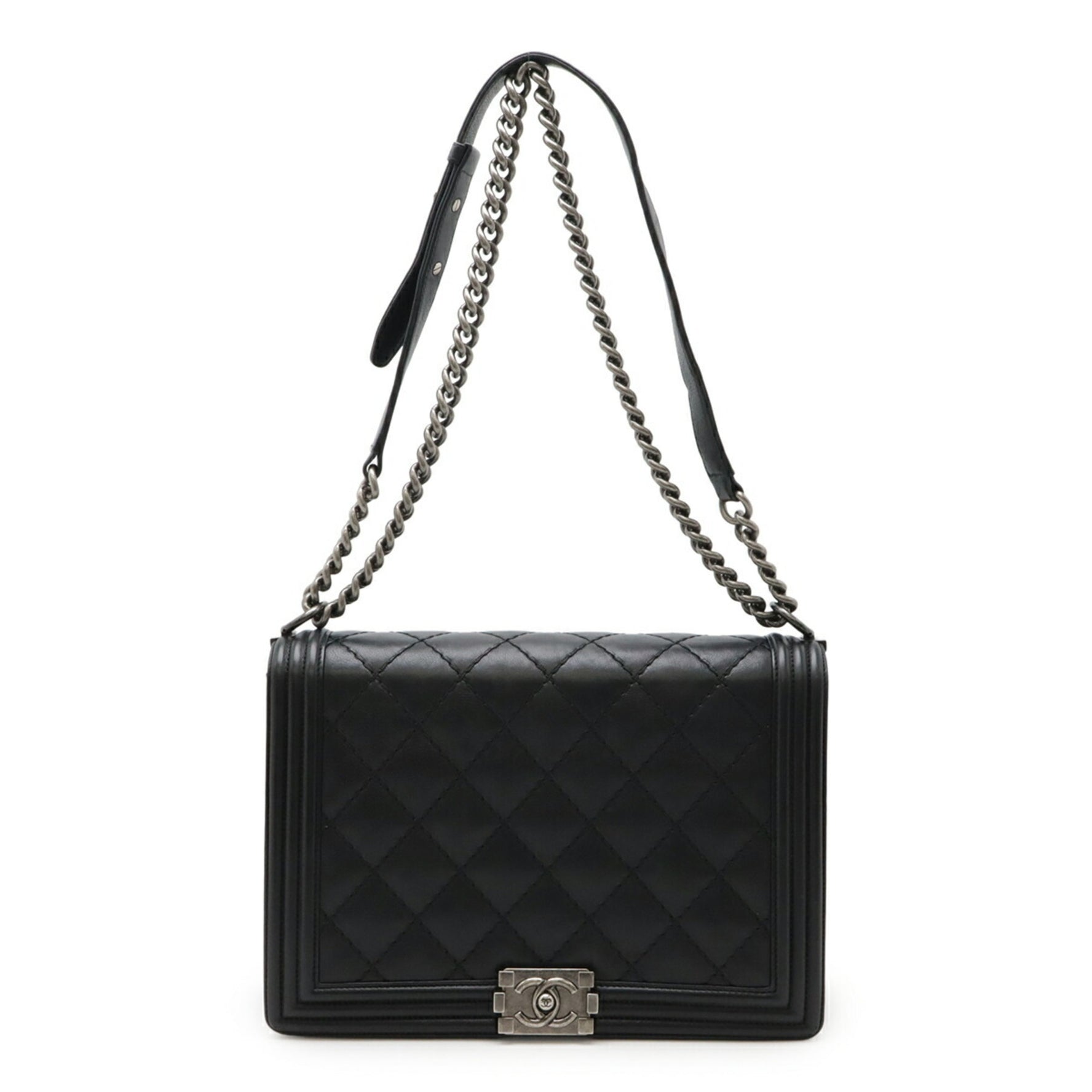 CHANEL Boy Chanel 30 Large Matelasse Coco Mark Chain Bag Shoulder Calfskin Black A92193