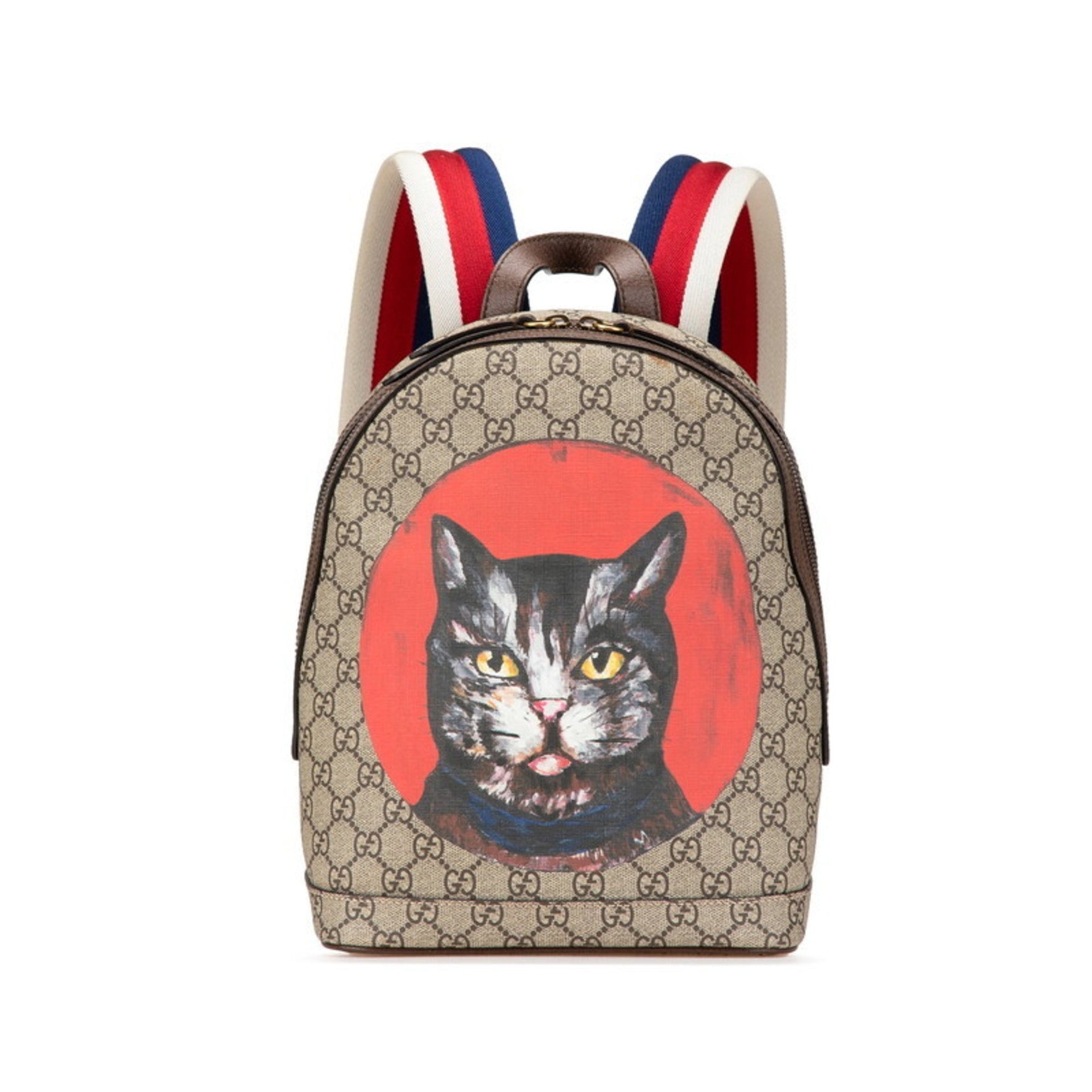 Gucci GG Supreme Mystic Cat Backpack Beige Brown Multicolor Leather
