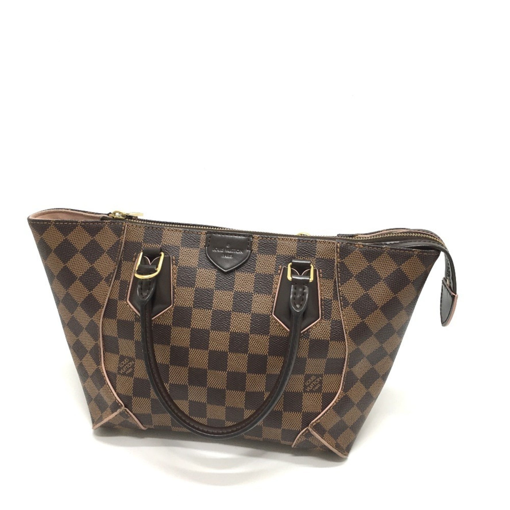 LOUIS VUITTON N41554 Damier Kaissa Tote PM 2-Way/Crossbody Bag in Canvas, Women's, Rose Ballerine, Brown