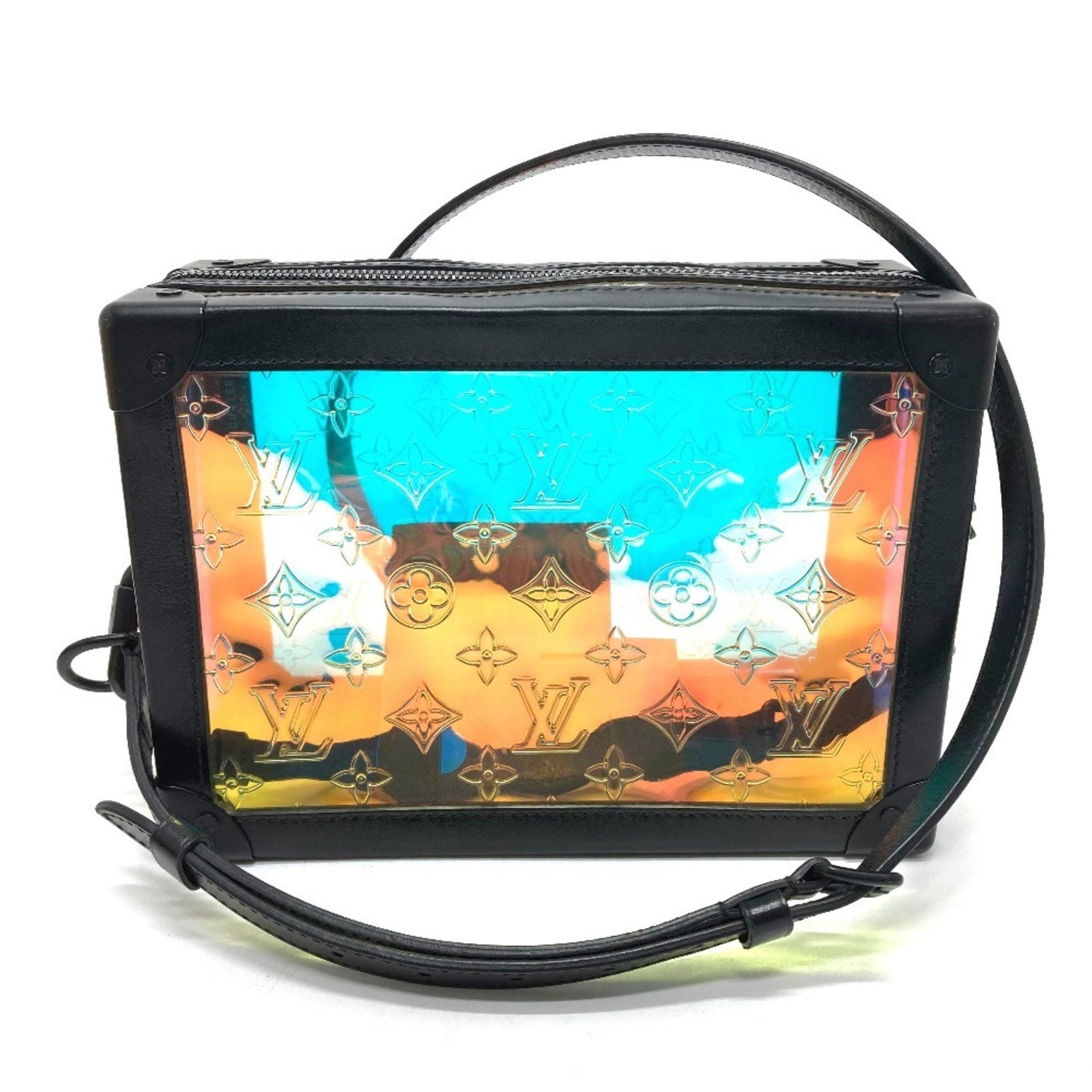 LOUIS VUITTON M55932 Monogram Prism Soft Trunk Shoulder Bag in Black Leather with Hologram Pattern