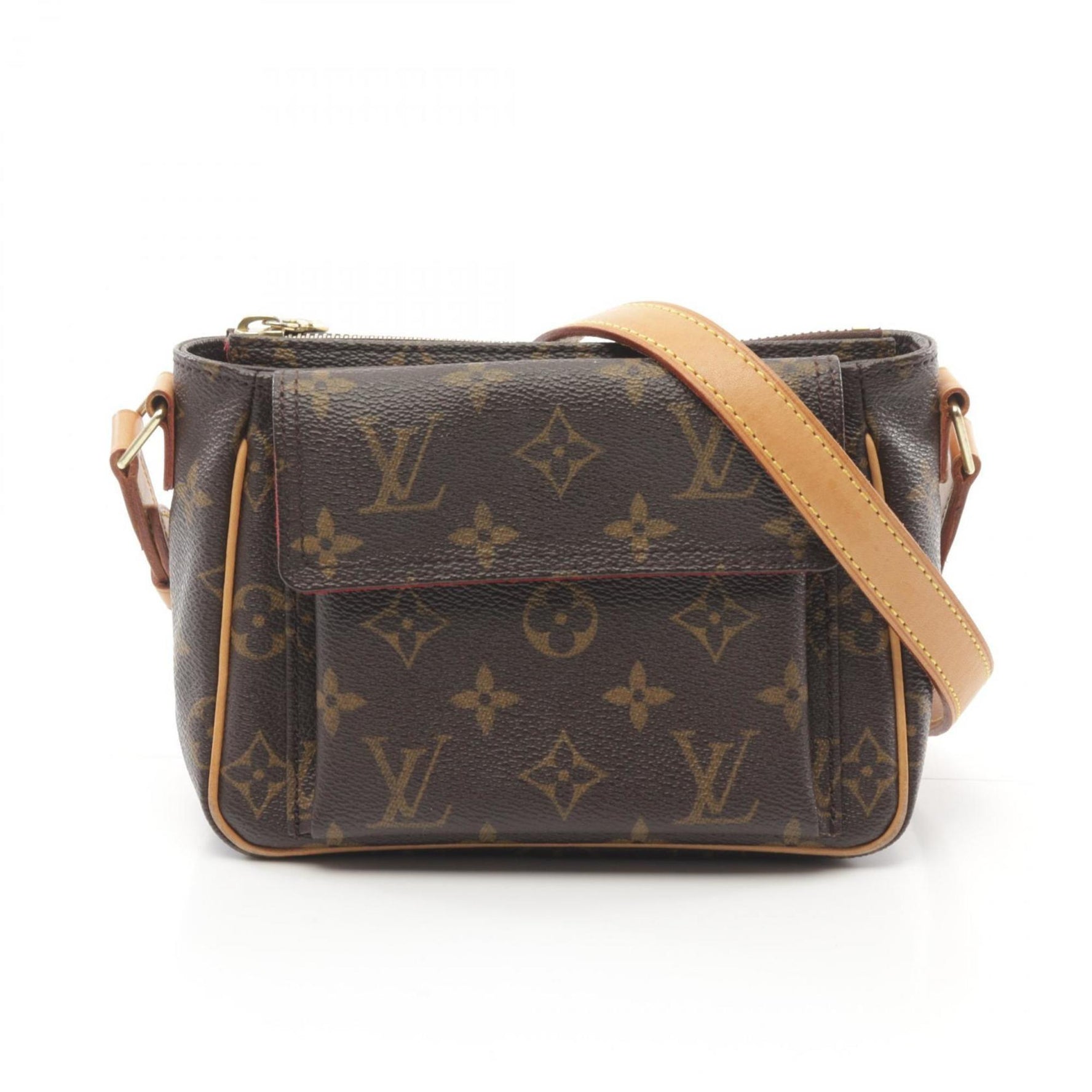 Louis Vuitton Vivacite PM Shoulder Bag, Coated Canvas, Leather, Monogram, Women's, Brown, M51165