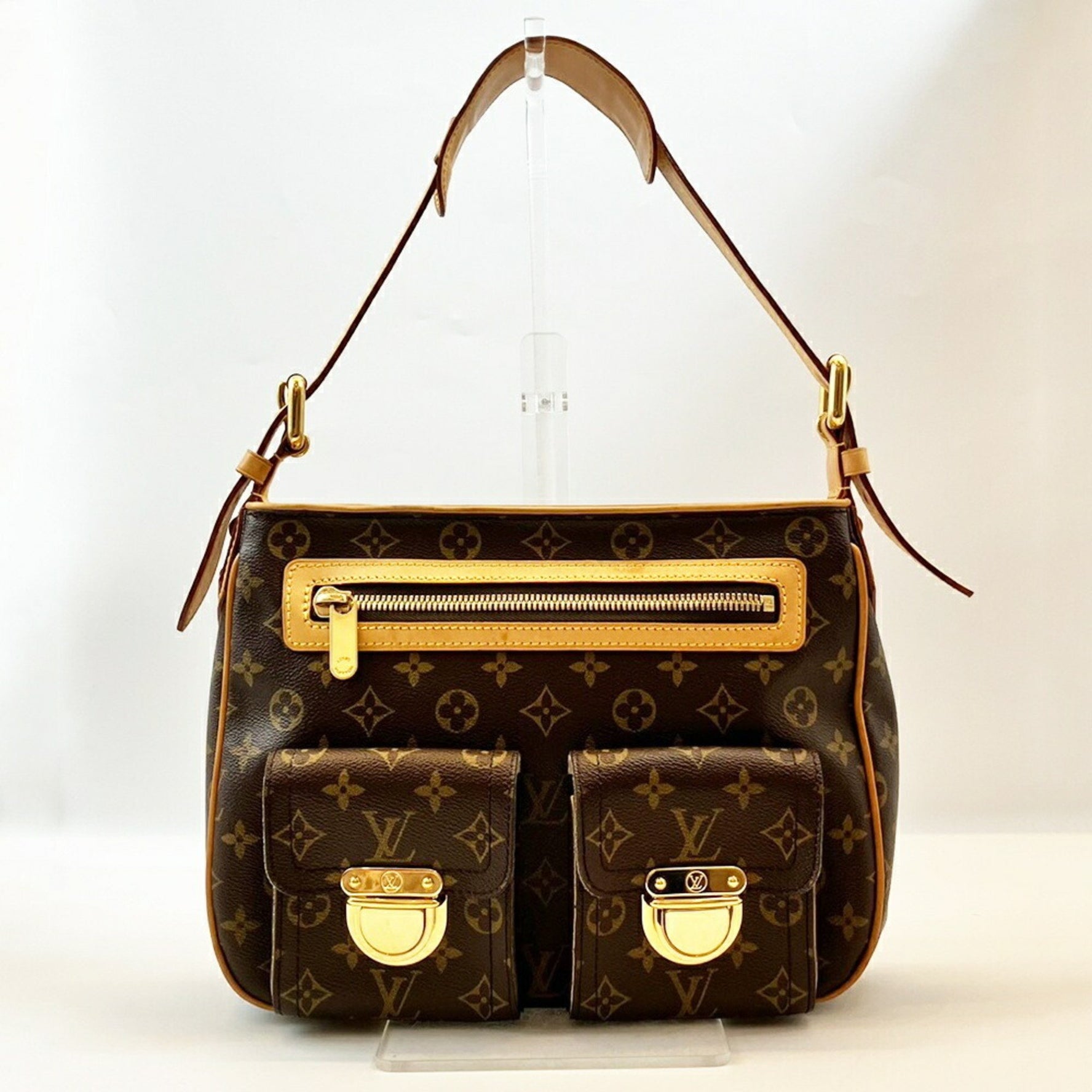 Louis Vuitton Hudson GM Shoulder Bag in Brown PVC and Leather