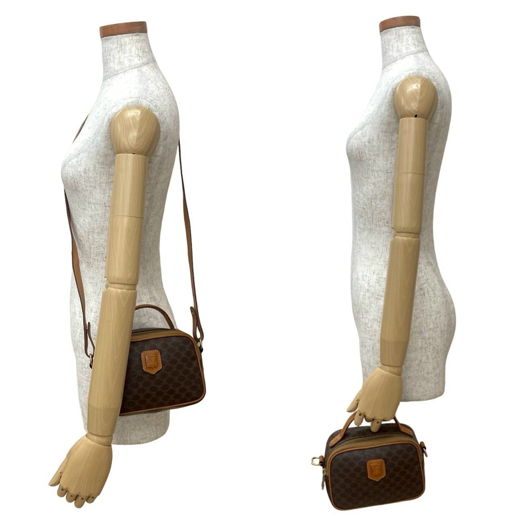 CELINE Macadam Blason Pattern Leather Genuine Mini Handbag/Shoulder Bag