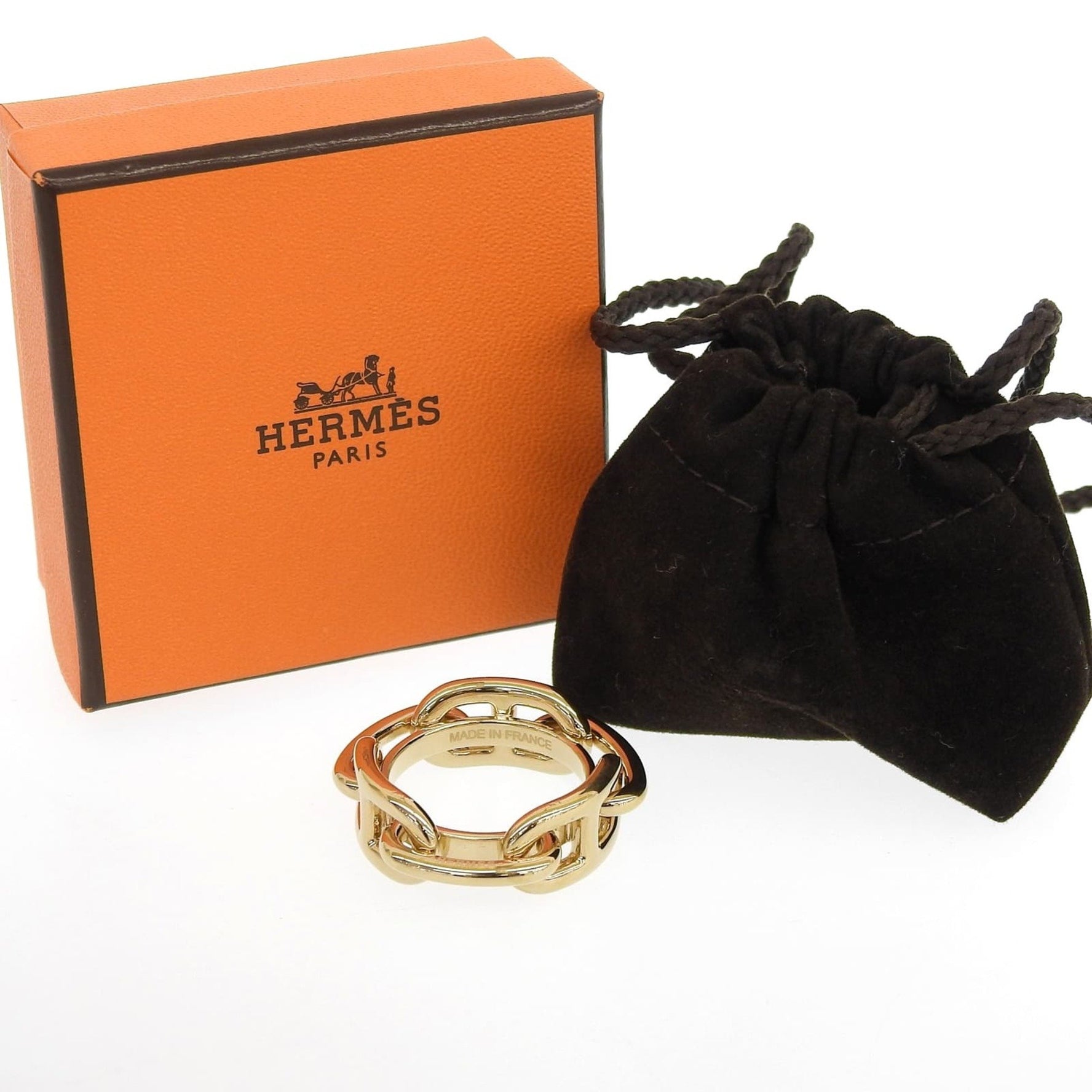 HERMES Legato Chaine d'Ancre Scarf Ring, with Box and Dust Bag, Made in France