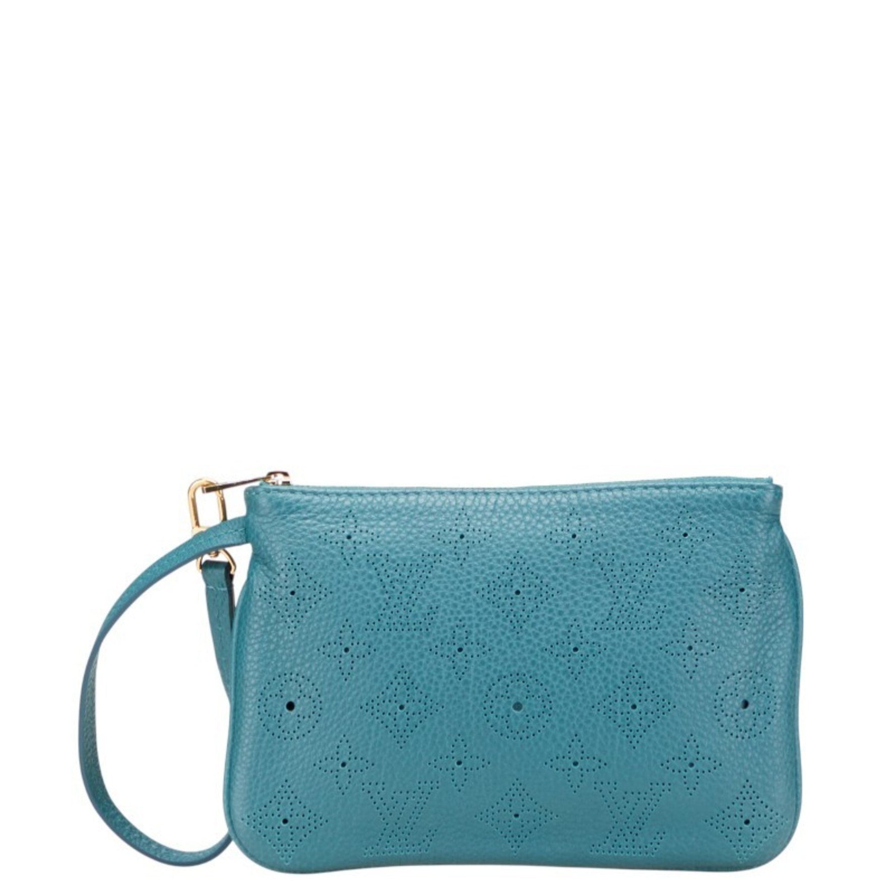 Louis Vuitton Mahina Selene MM Pouch, Accessory Case Lagon Blue Leather, LOUIS VUITTON