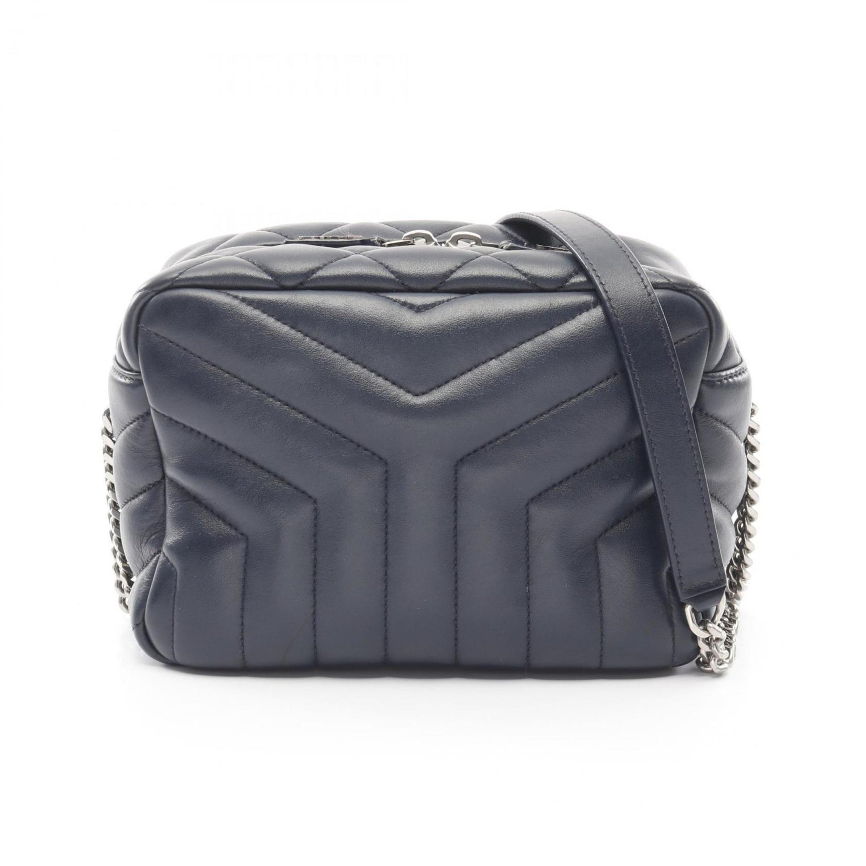 Saint Laurent Lulu Bowling Shoulder Bag Leather Women's Navy
