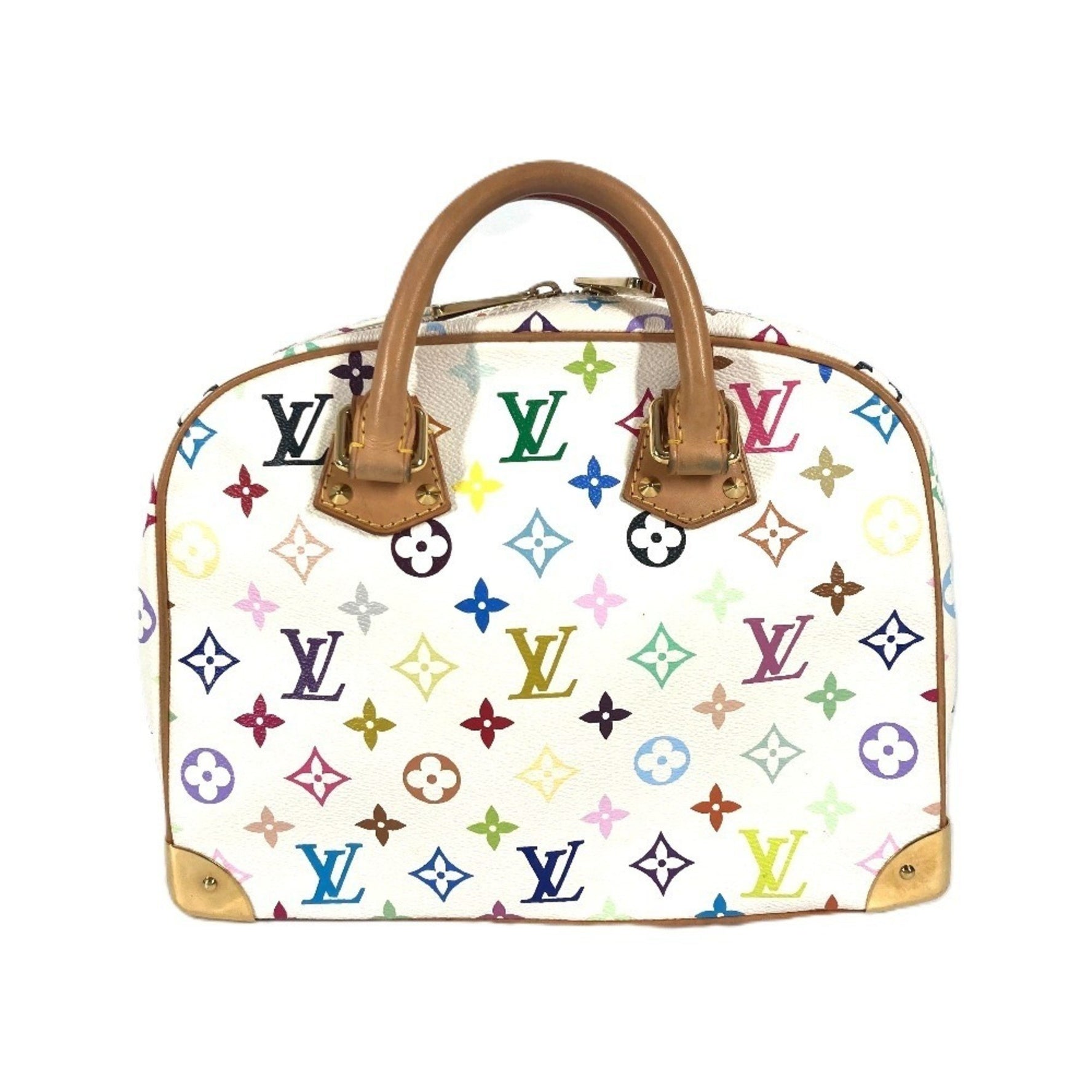 Louis Vuitton Monogram Multicolore Trouville Mini Boston Bag, Canvas, Blanc White