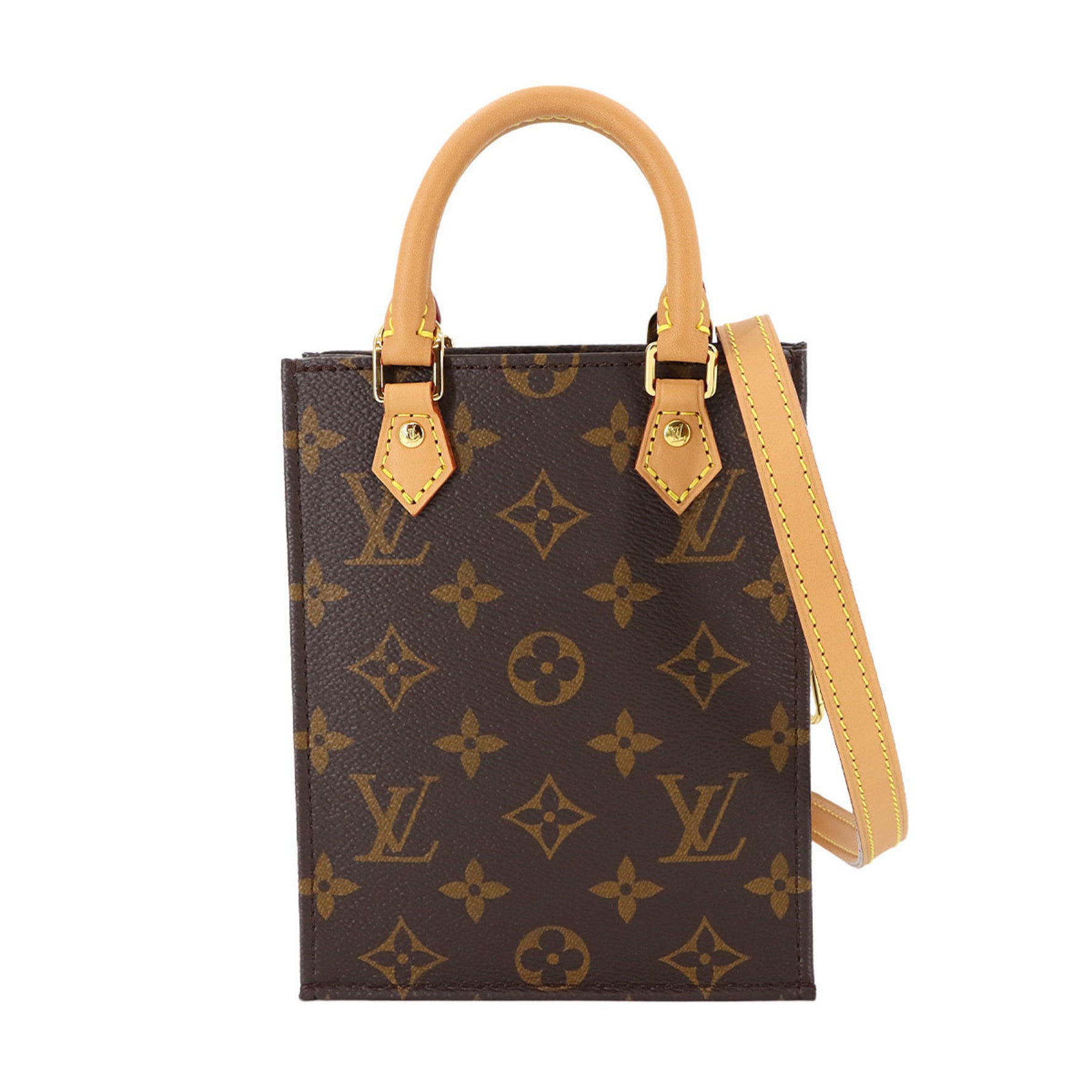 Louis Vuitton Monogram Petite Sac Plat Hand/Shoulder Bag, Brown, RFID