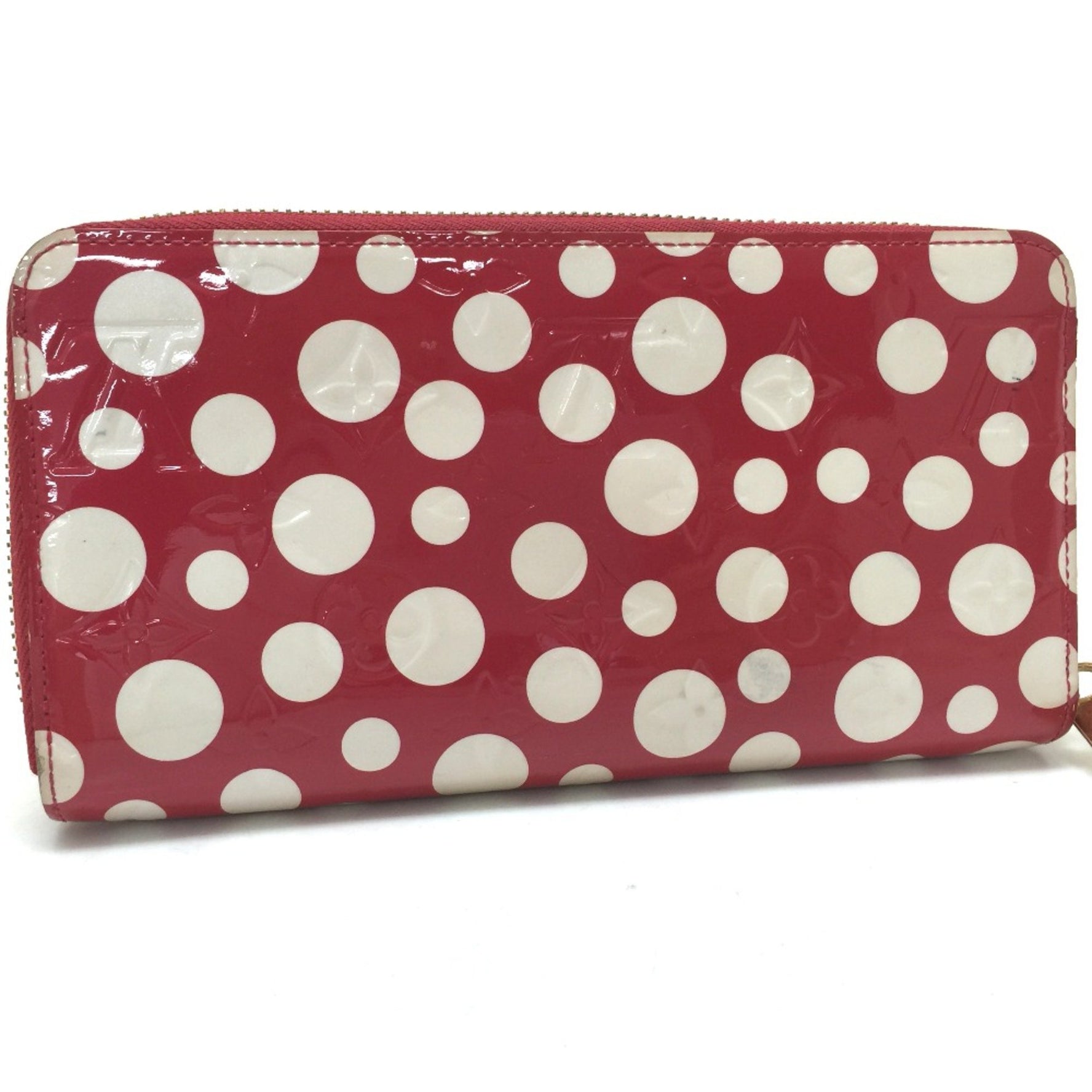 Louis Vuitton Vernis Dot Zip Around Long Wallet Rouge