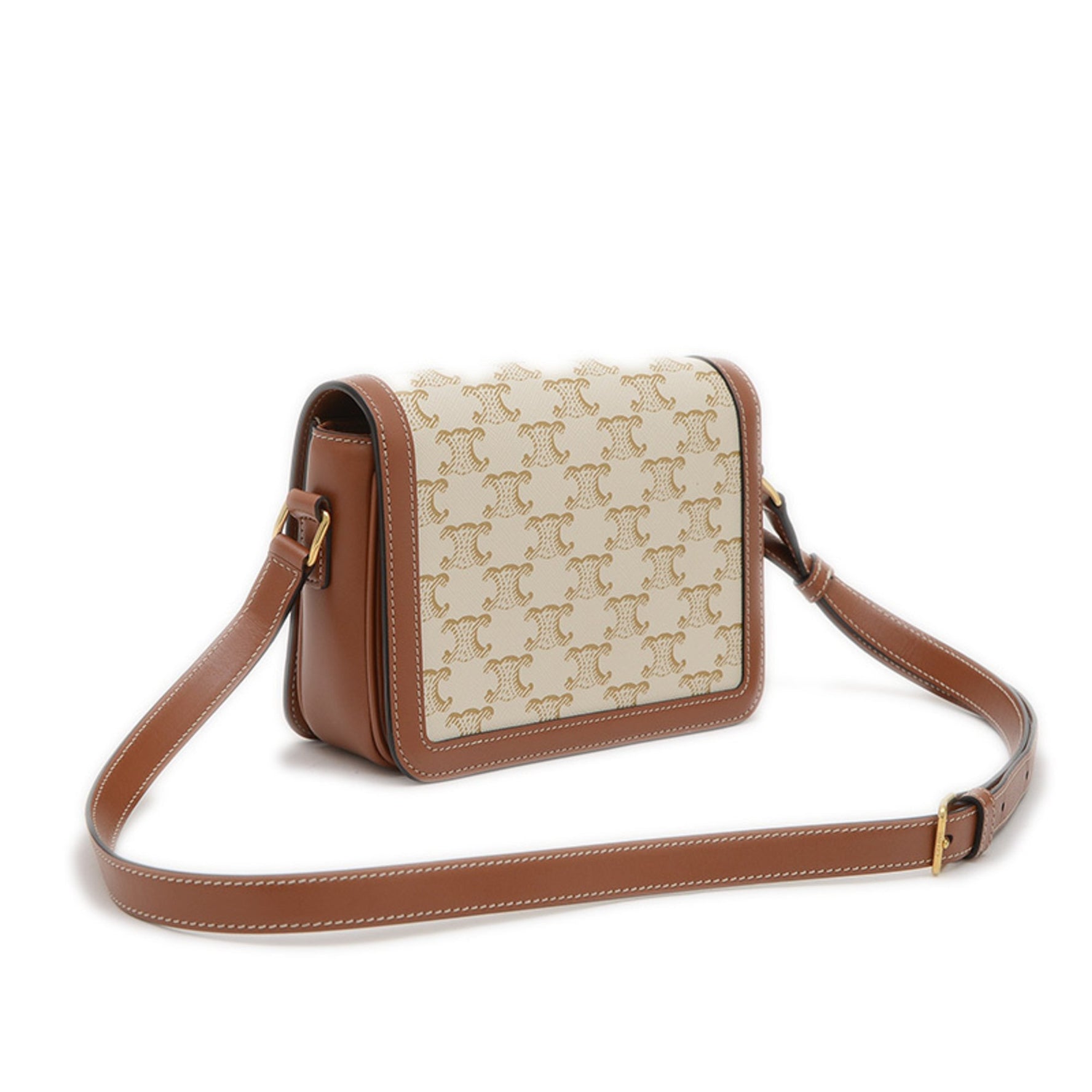 Celine Teen Triomphe Shoulder Bag White Tan