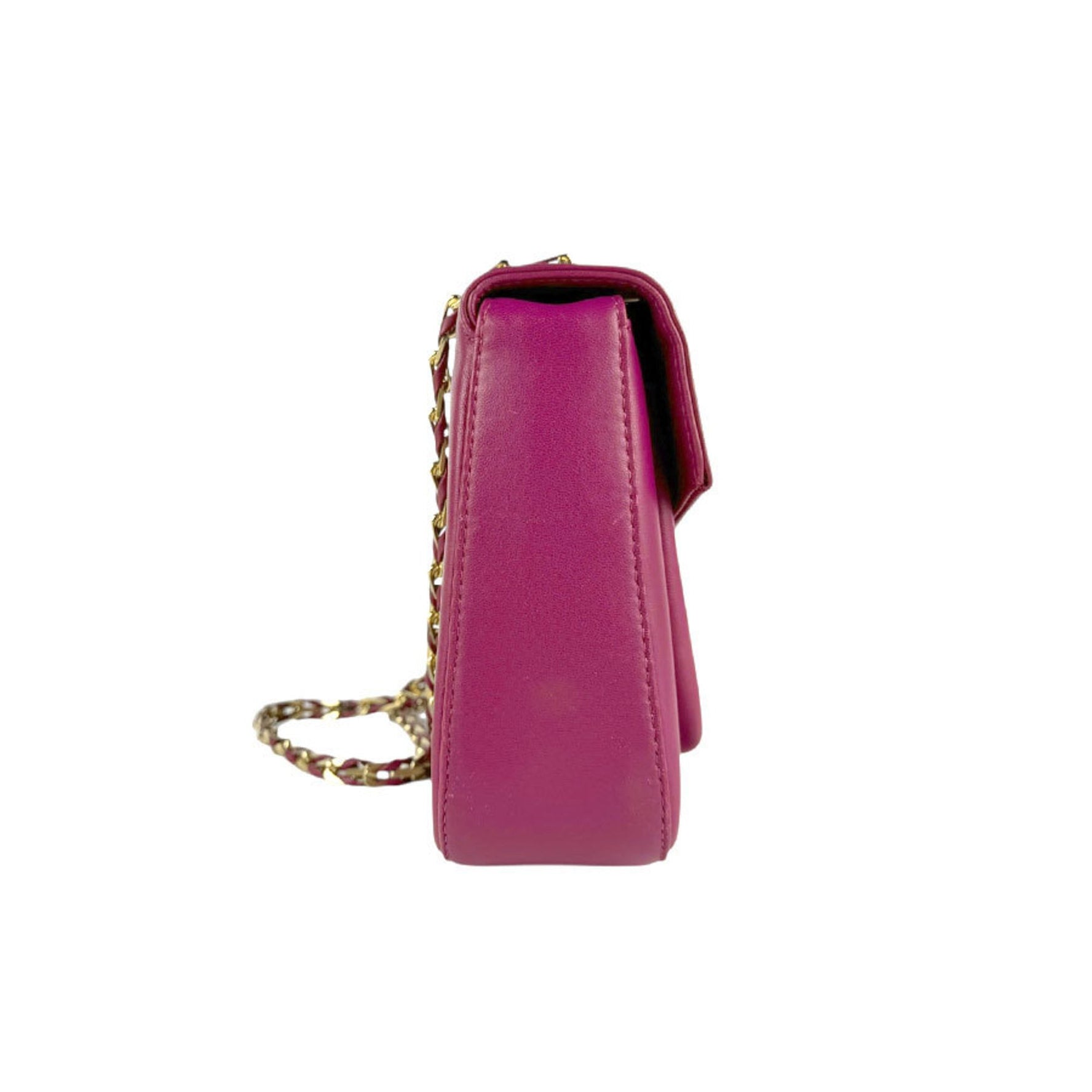 FENDI Shoulder Bag Leather Magenta Gold