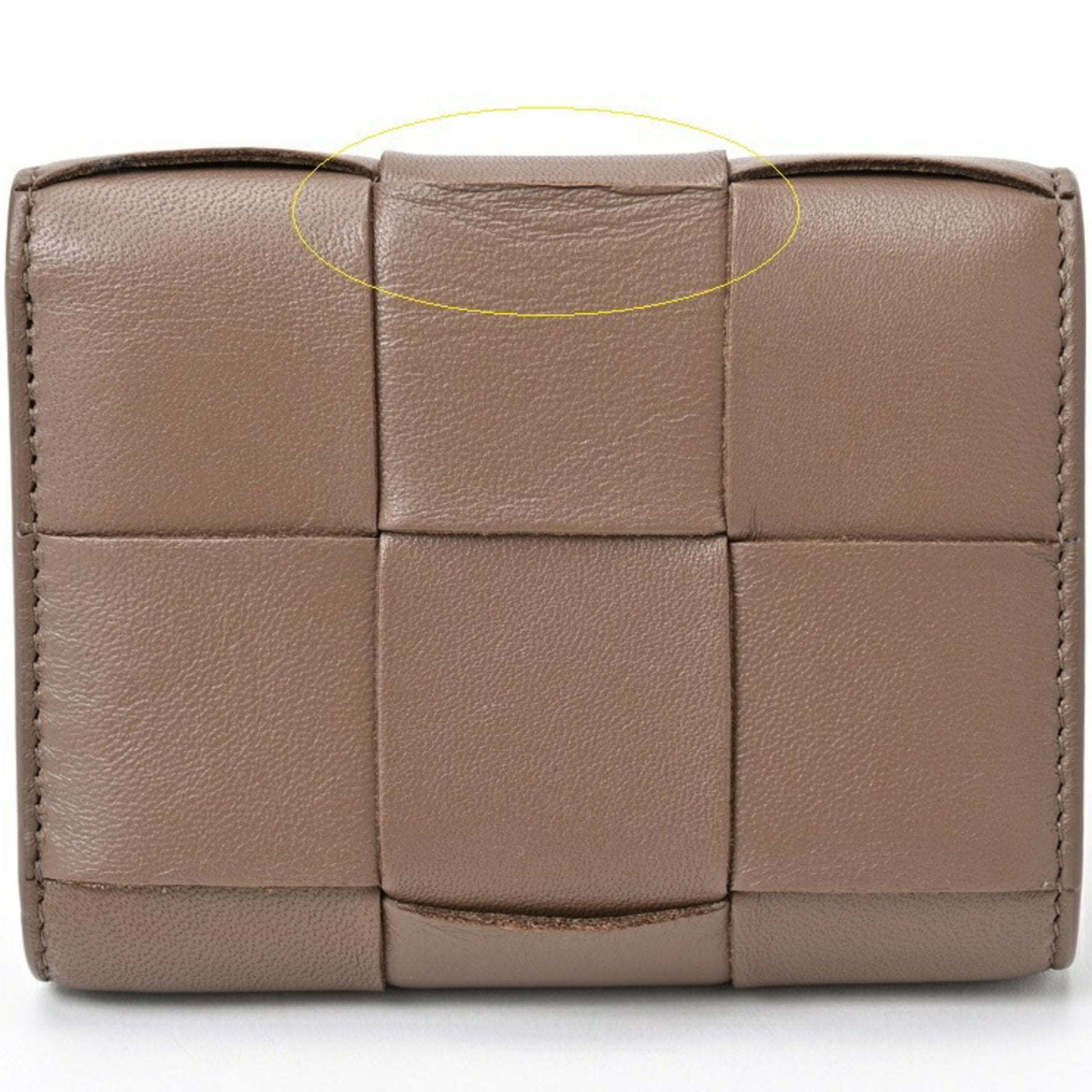 BOTTEGA VENETA Cassette Tri-fold Wallet Intrecciato Leather Taupe Gray