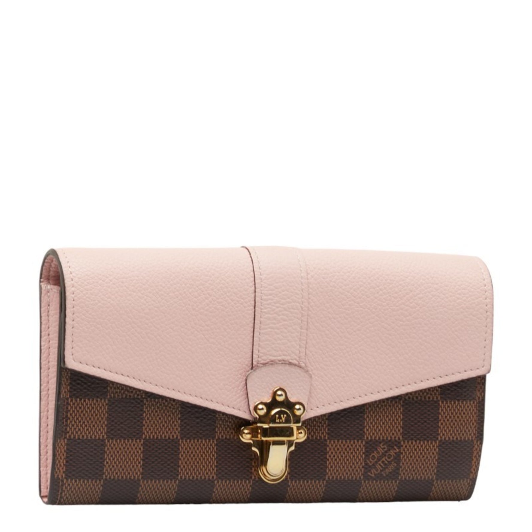 Louis Vuitton Damier Portefeuille Clapton Long Wallet Magnolia Pink Brown PVC Leather