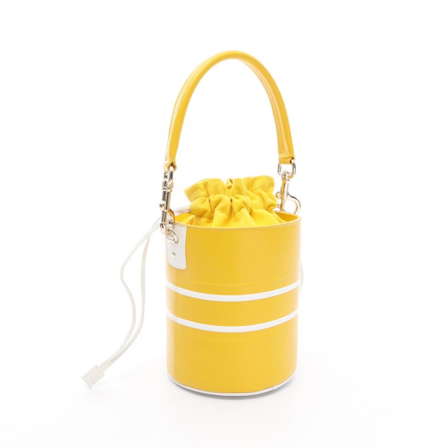 Christian Dior Dior Vibe Micro Bucket Handbag, Leather, Yellow/White