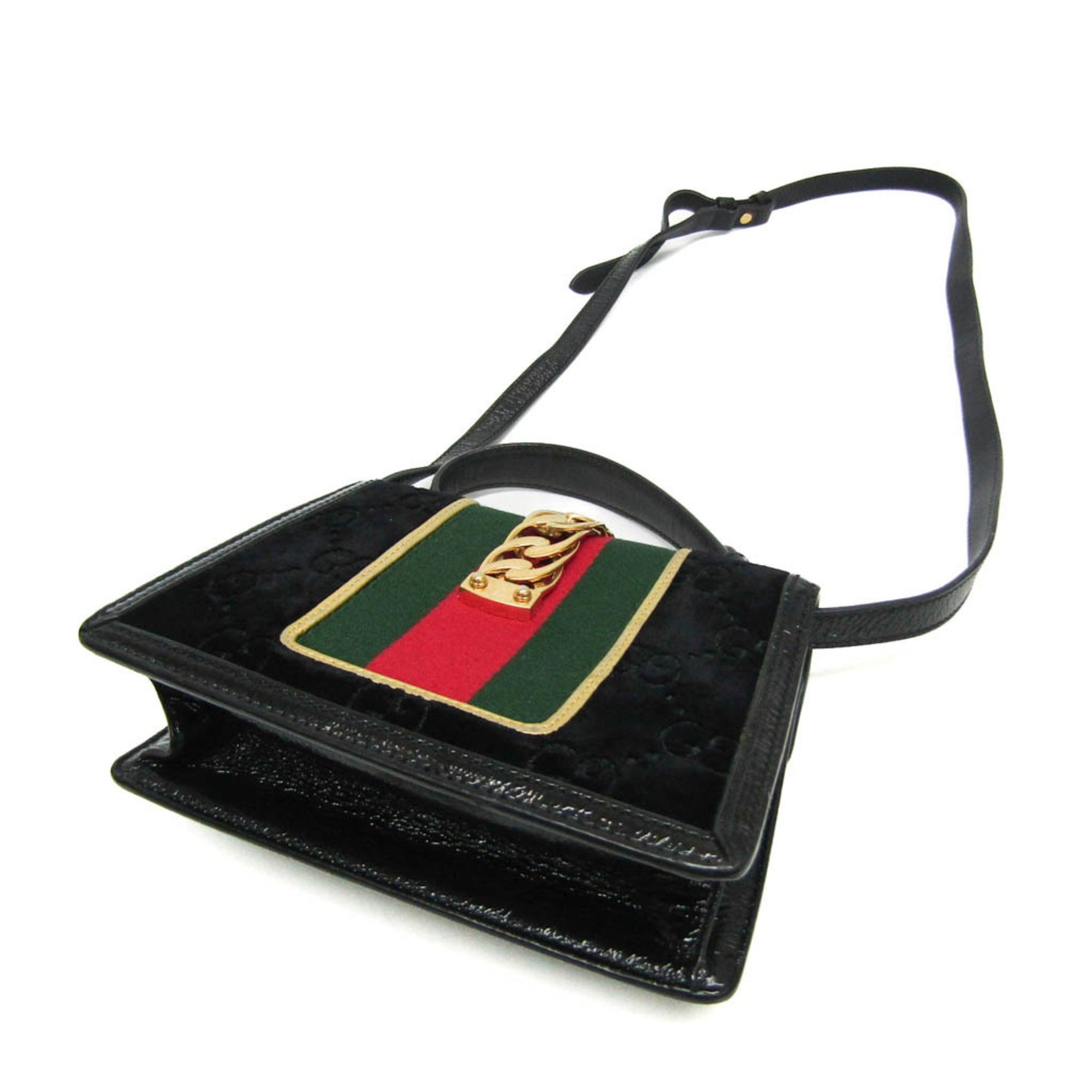 Gucci Sylvie GG Pattern Leather,Velvet Handbag,Shoulder Bag