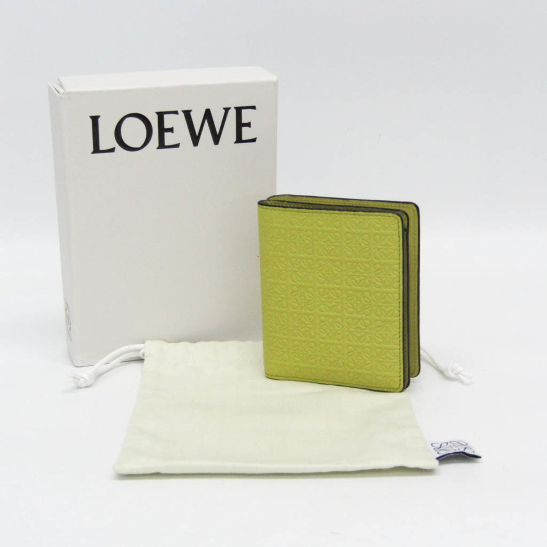 Loewe Repeat Anagramm Leather Wallet (bi-fold) Green,Yellow