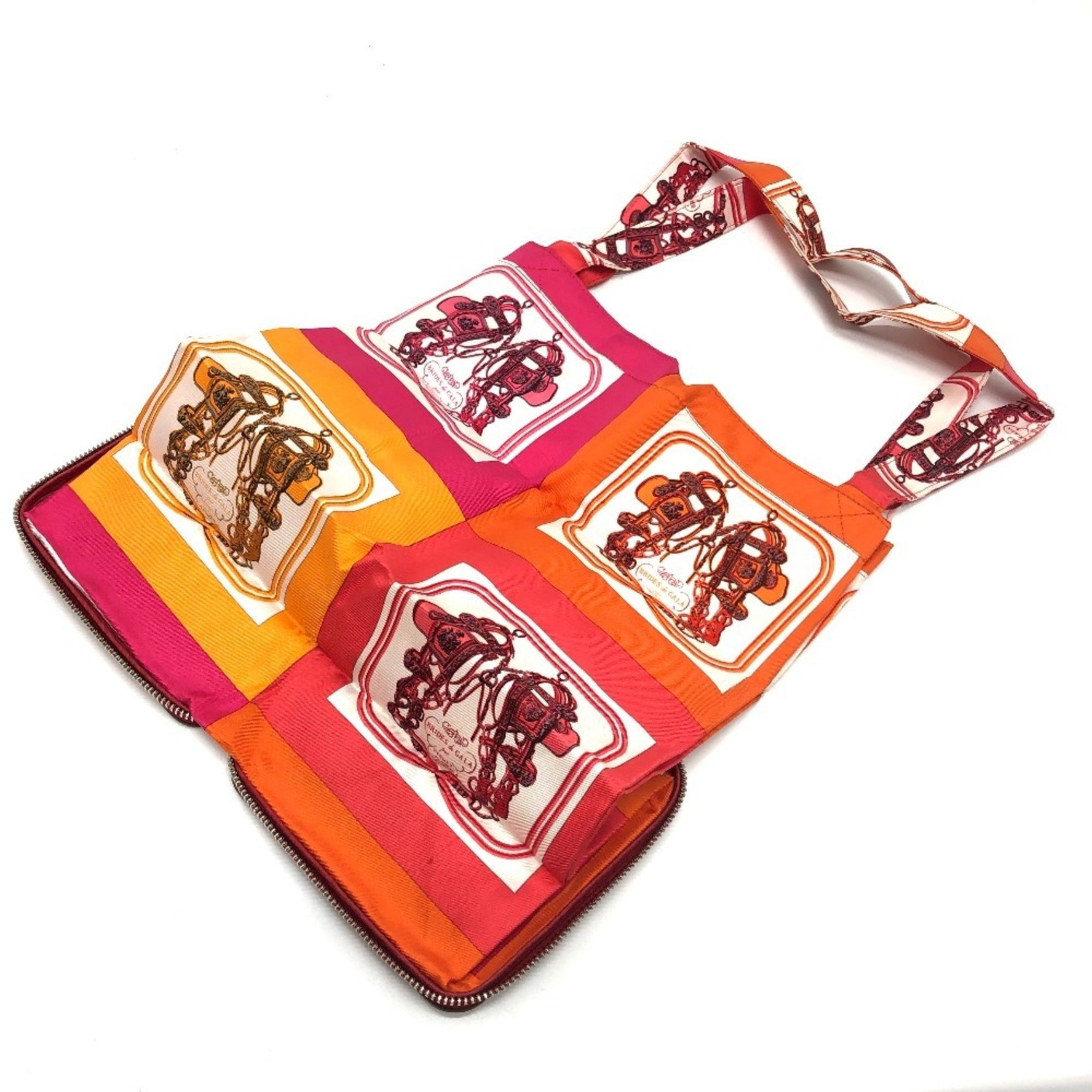 HERMES Silky Pop Handbag, Bride de Gala Bag, Shopping Tote Buffle Skipper, Silk, Rouge H, Red