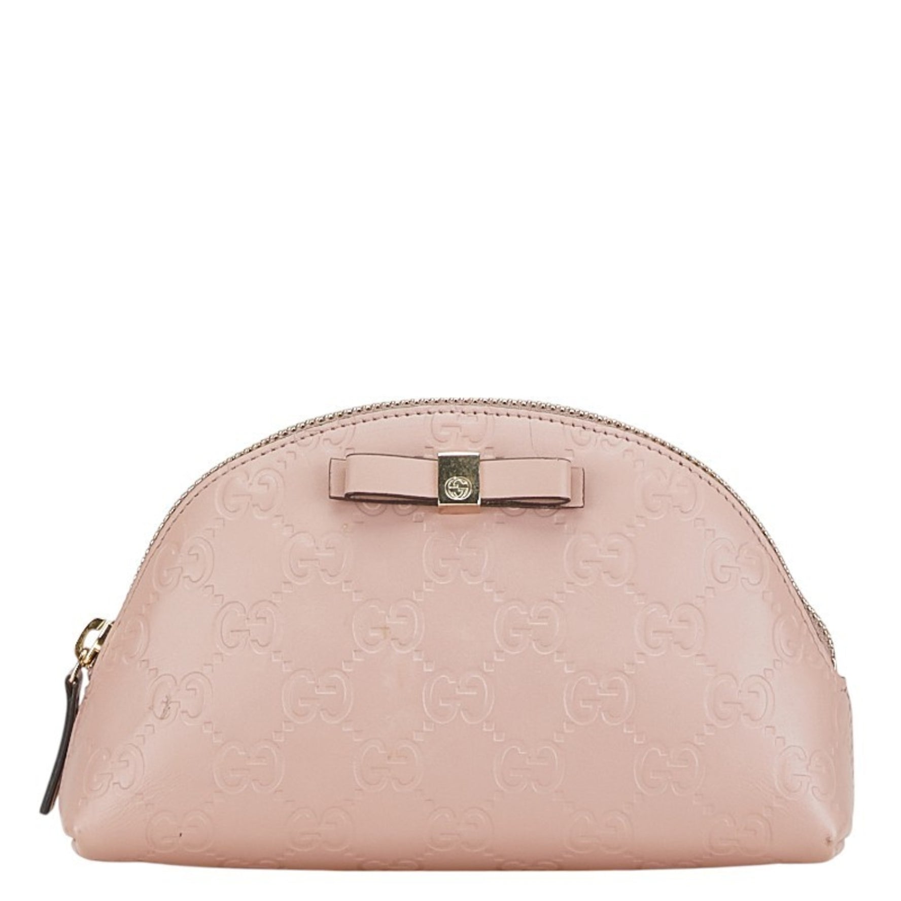 Gucci Guccissima Ribbon Pouch Pink Leather Women's GUCCI