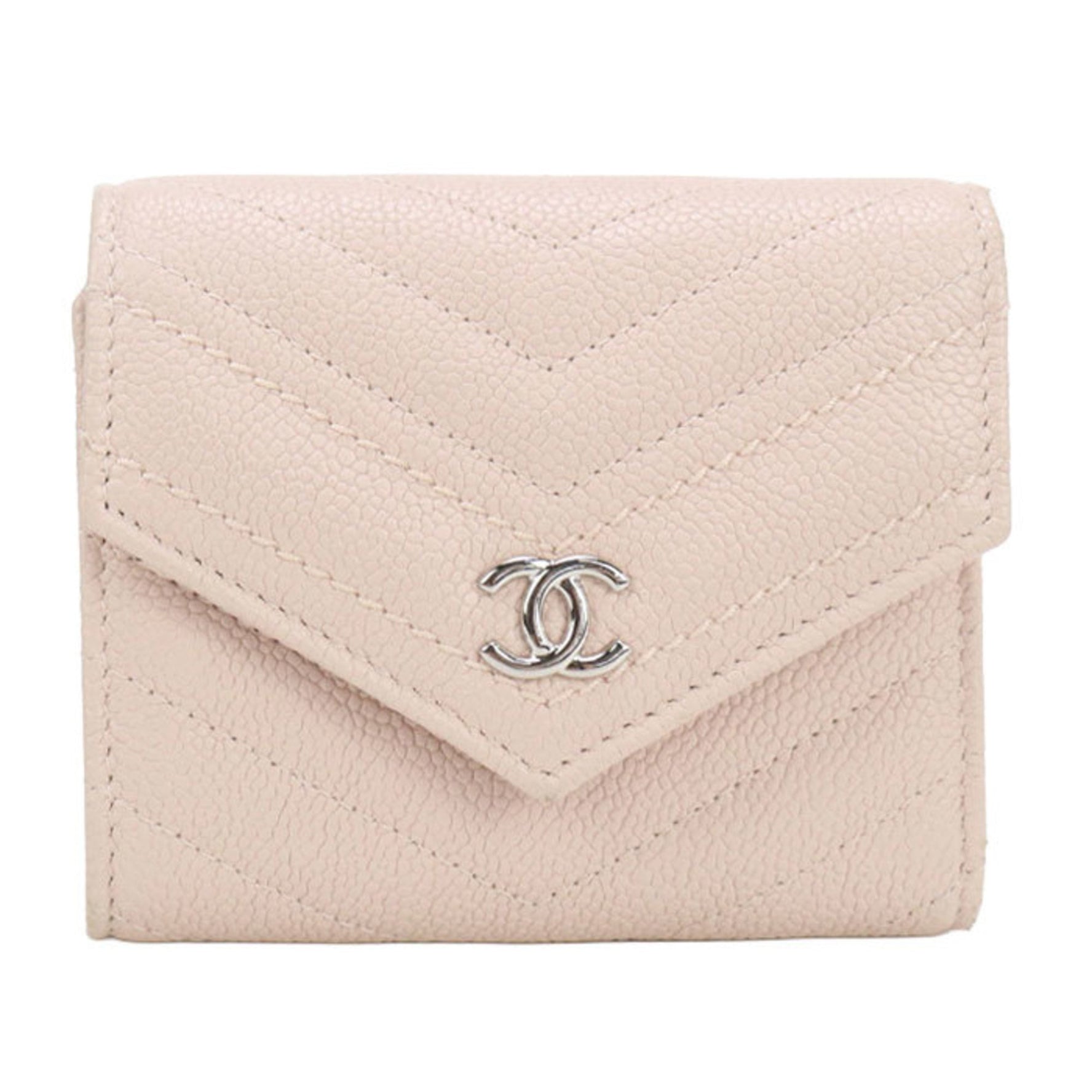 CHANEL Tri-fold Wallet with Coin Pocket Chevron Small Flap