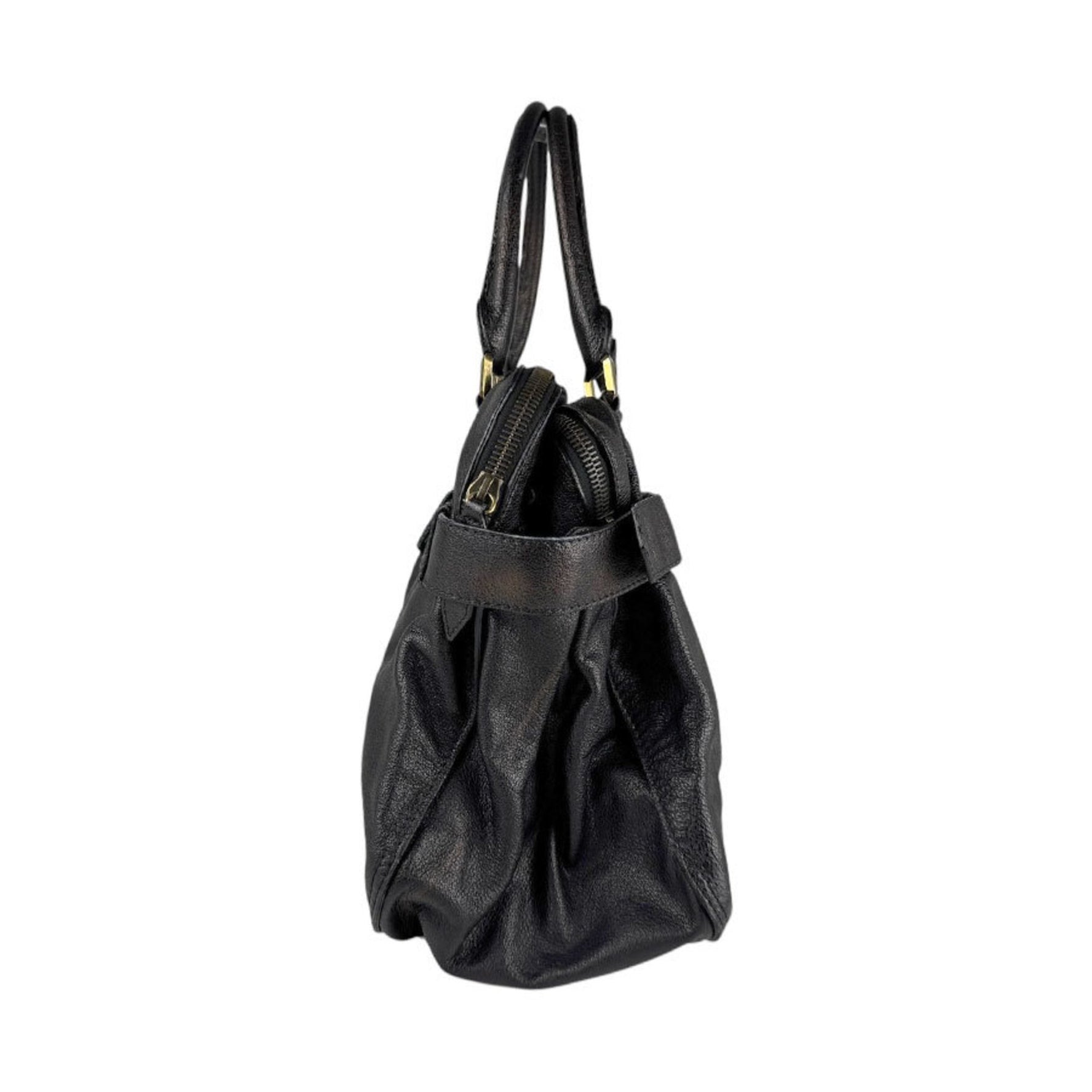 Burberry Shoulder Bag Handbag Leather Black Women's z5644