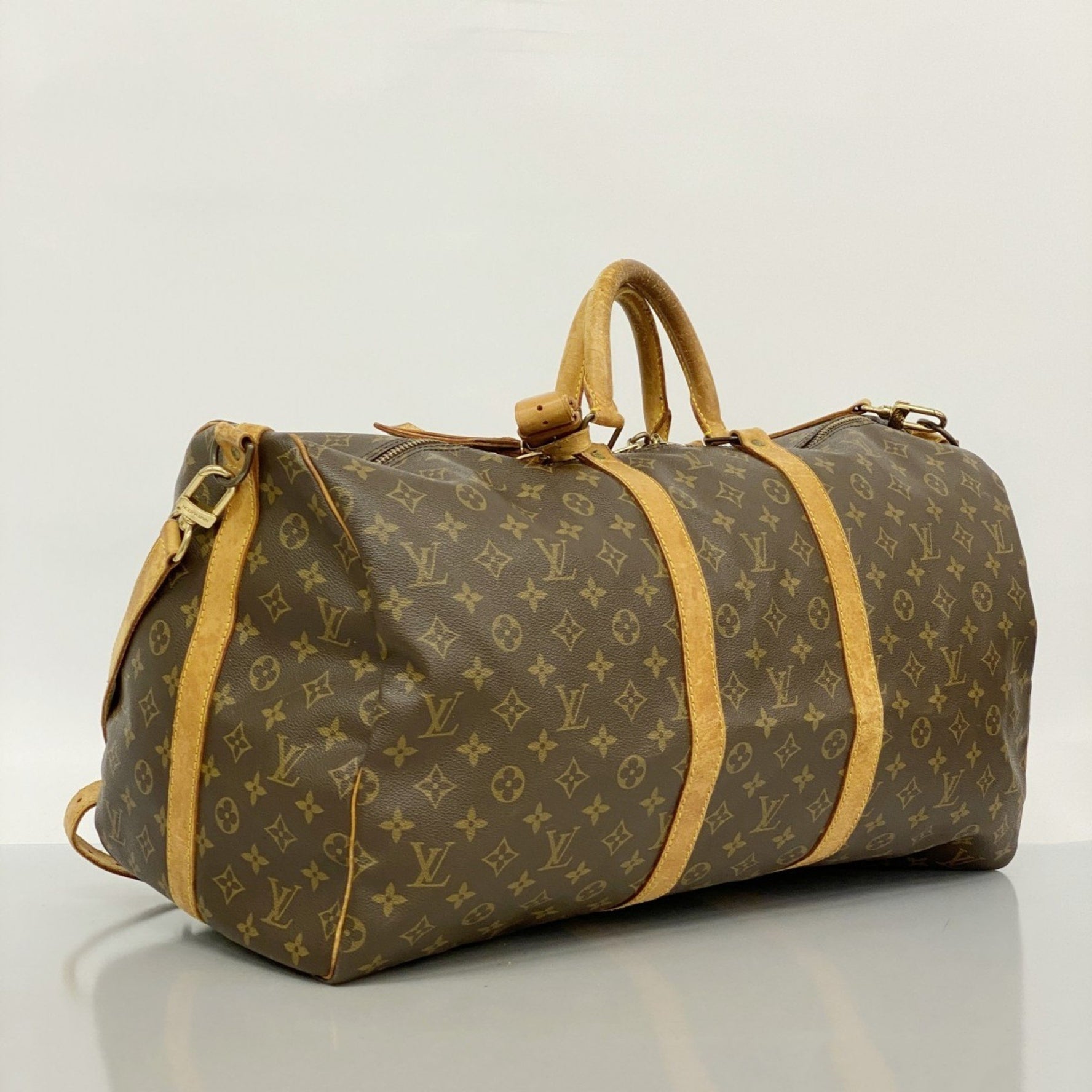 Louis Vuitton Monogram Keepall Bandouliere 55 Boston Bag M41414 Brown Men's and Women's