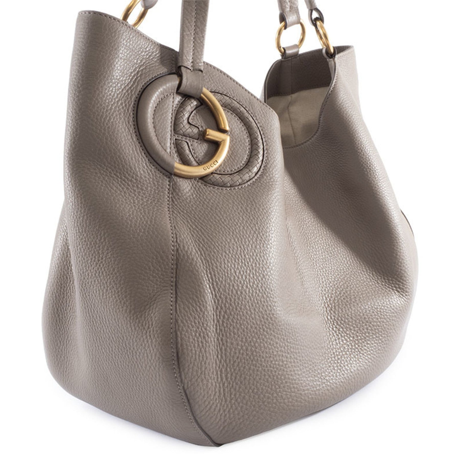 Gucci Interlocking G Shoulder Bag Leather Tote Handbag