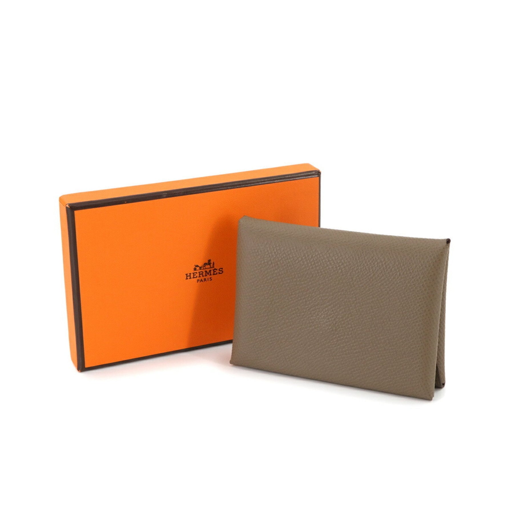 Hermes Hermès Calvi Duo Card Case, Epson Etoupe, B Stamp