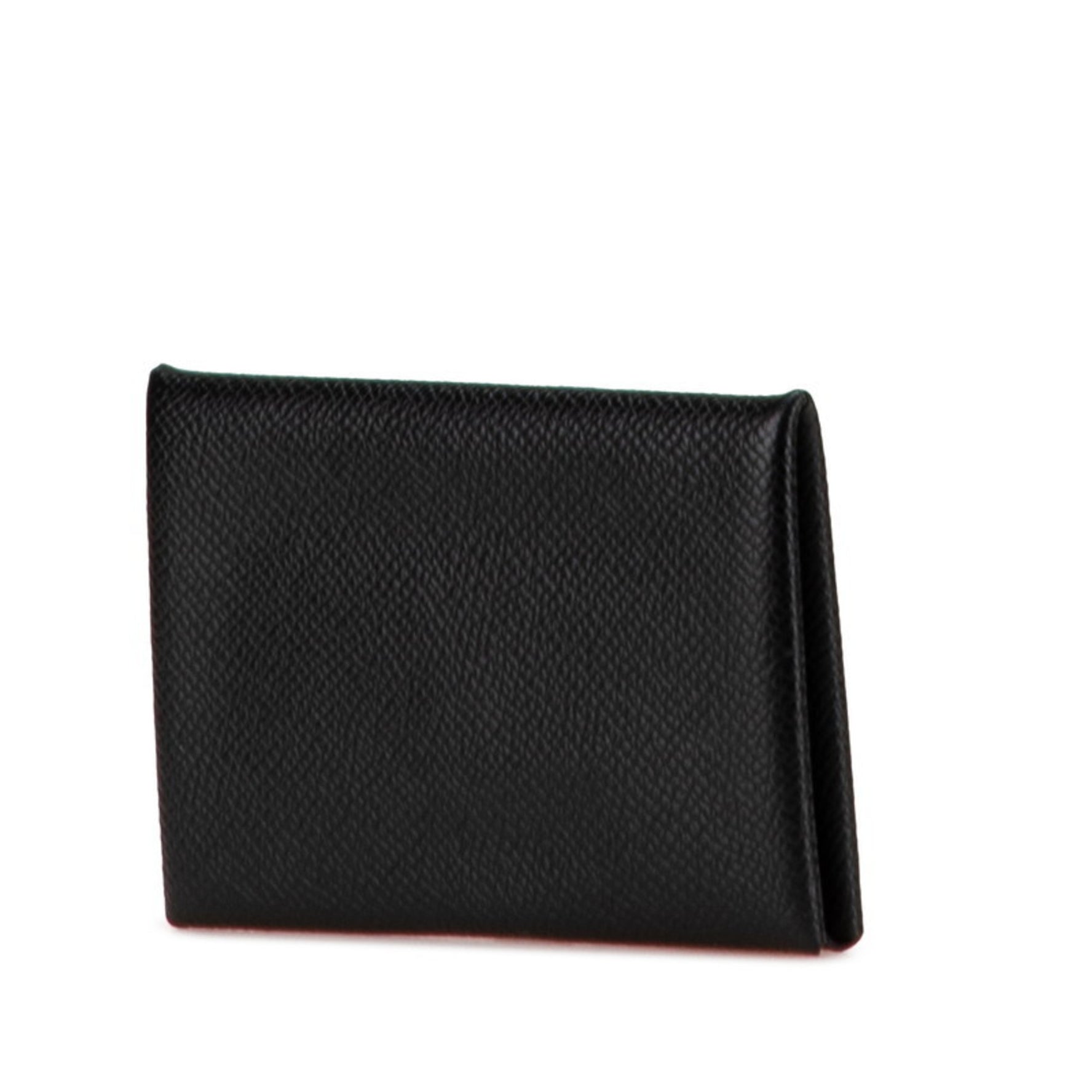 Hermes Hermès Calvi card case and coin in black Epsom leather for women.
