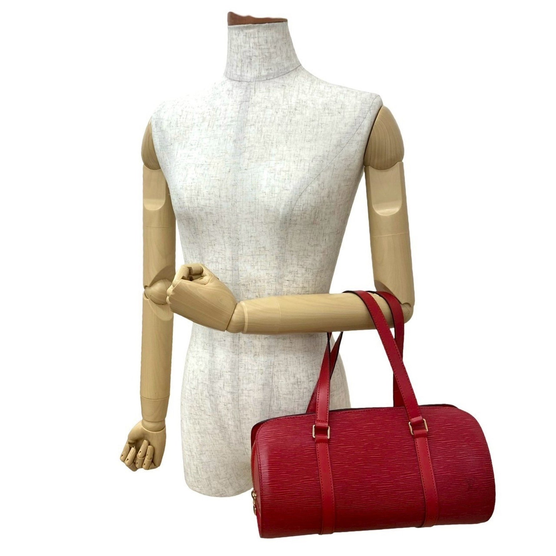 Louis Vuitton Soufflot Epi Leather Handbag/Mini Boston Bag with Pouch, Castilian Red, 484-4