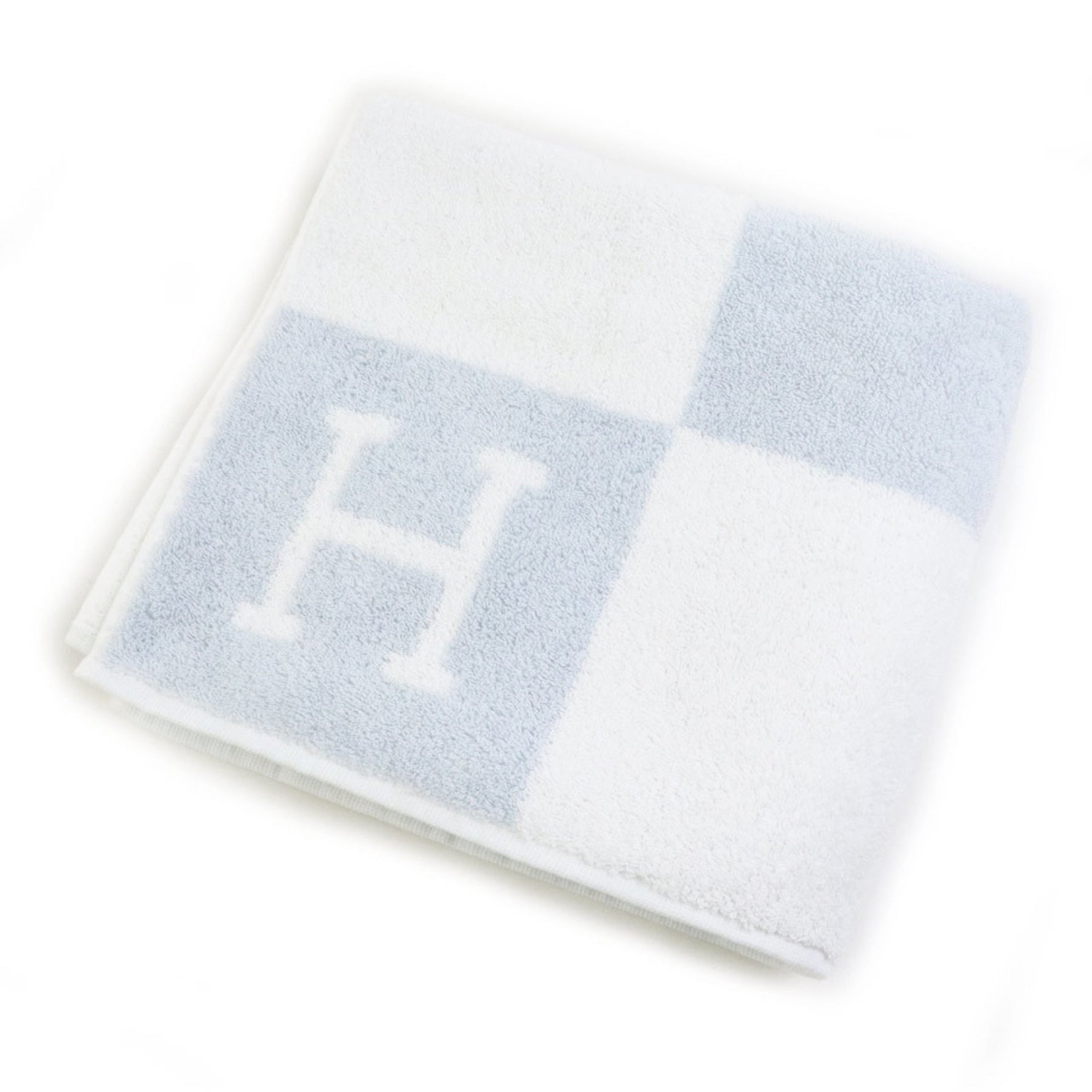 Hermes Hermès Bath Towel, Cotton, White, Blue, Men's