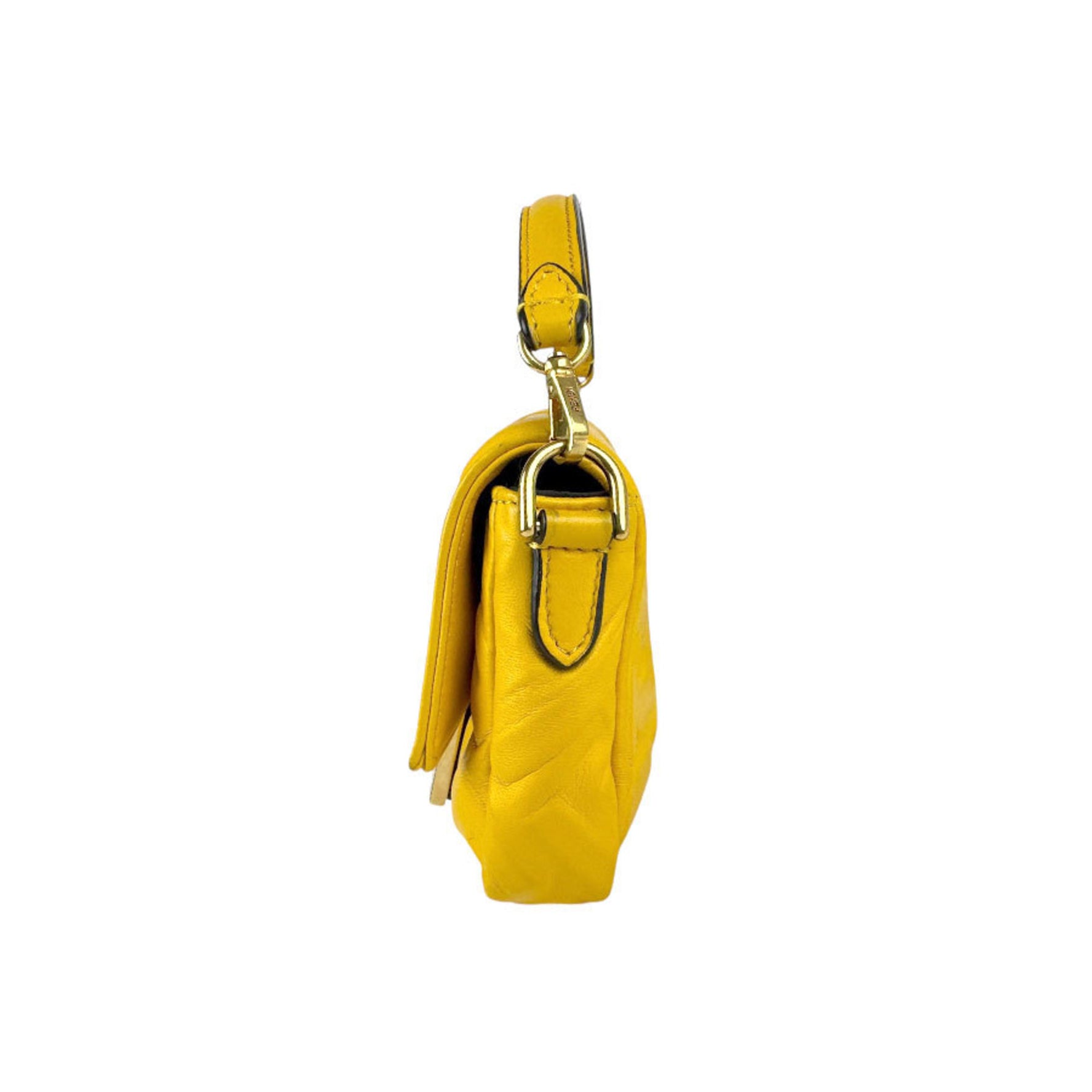 FENDI handbag shoulder bag mini baguette leather yellow ladies 8BS017 A72V z4009