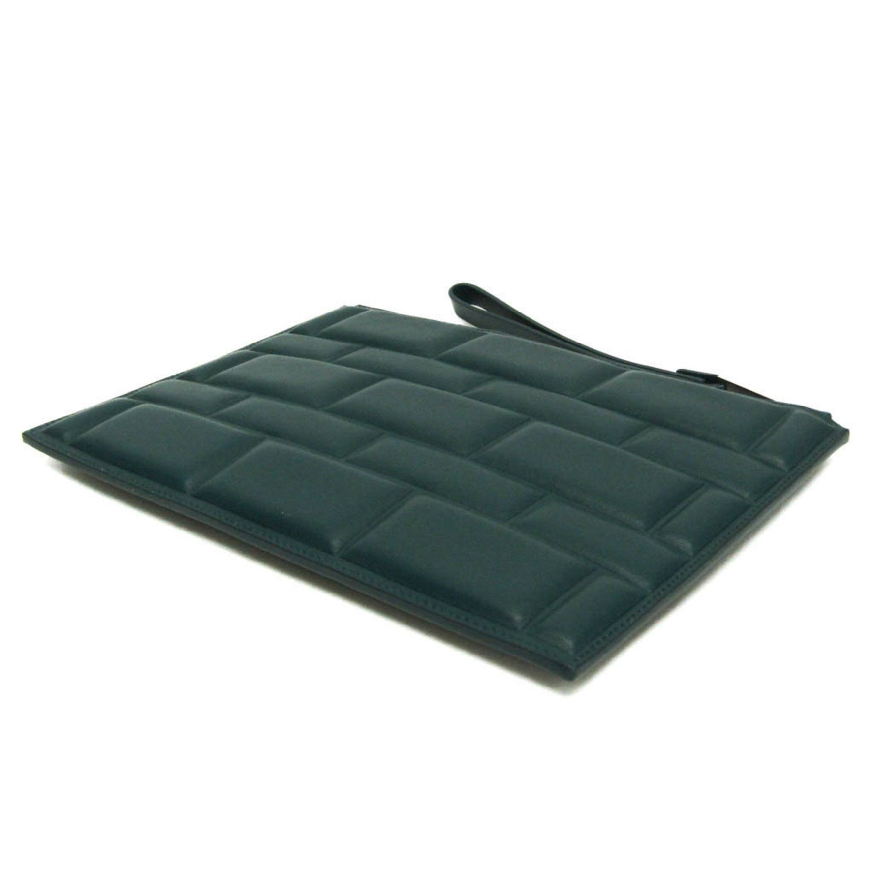 Bottega Veneta BLOCK QUILTING Women,Men Leather Clutch Bag Blue Green