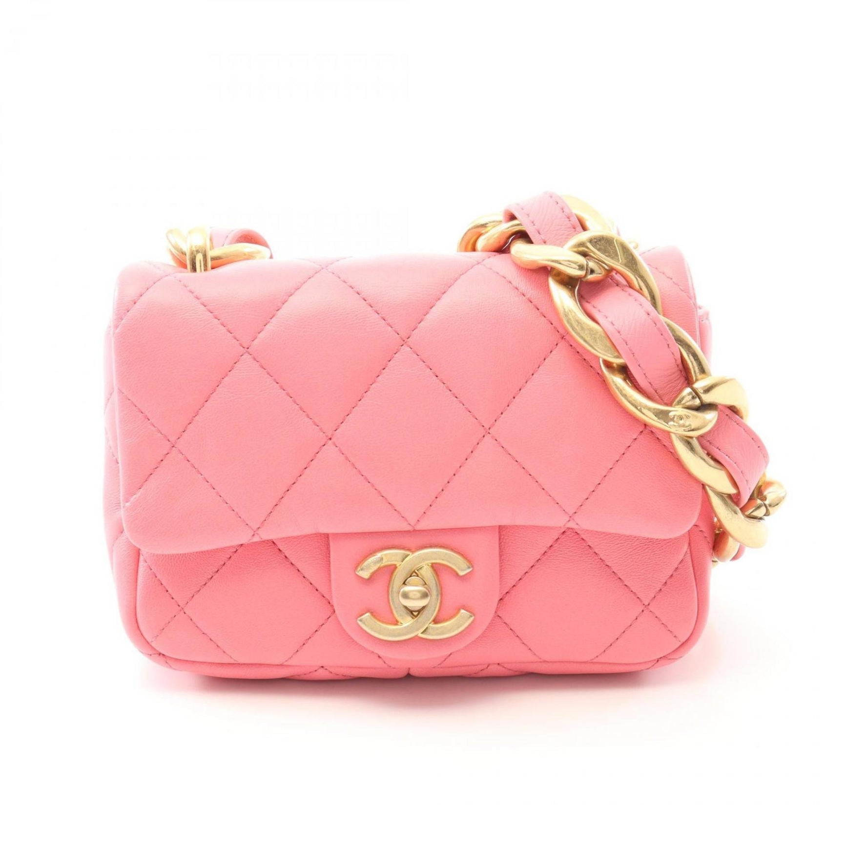 CHANEL Matelasse Shoulder Bag, Lambskin Leather, Women's, Pink