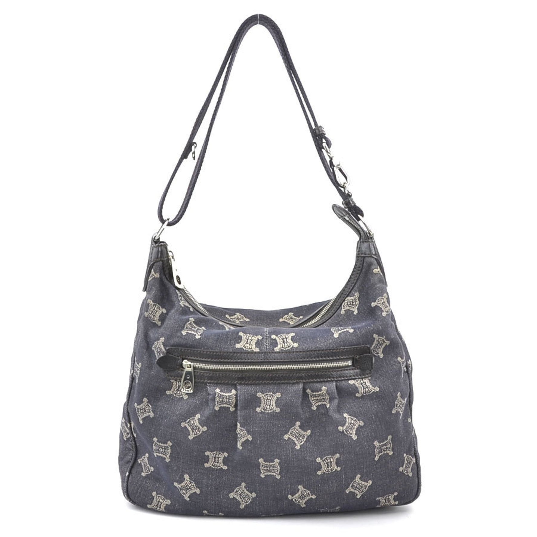 CELINE Shoulder Bag Denim Indigo Blue Silver Women's e60351g