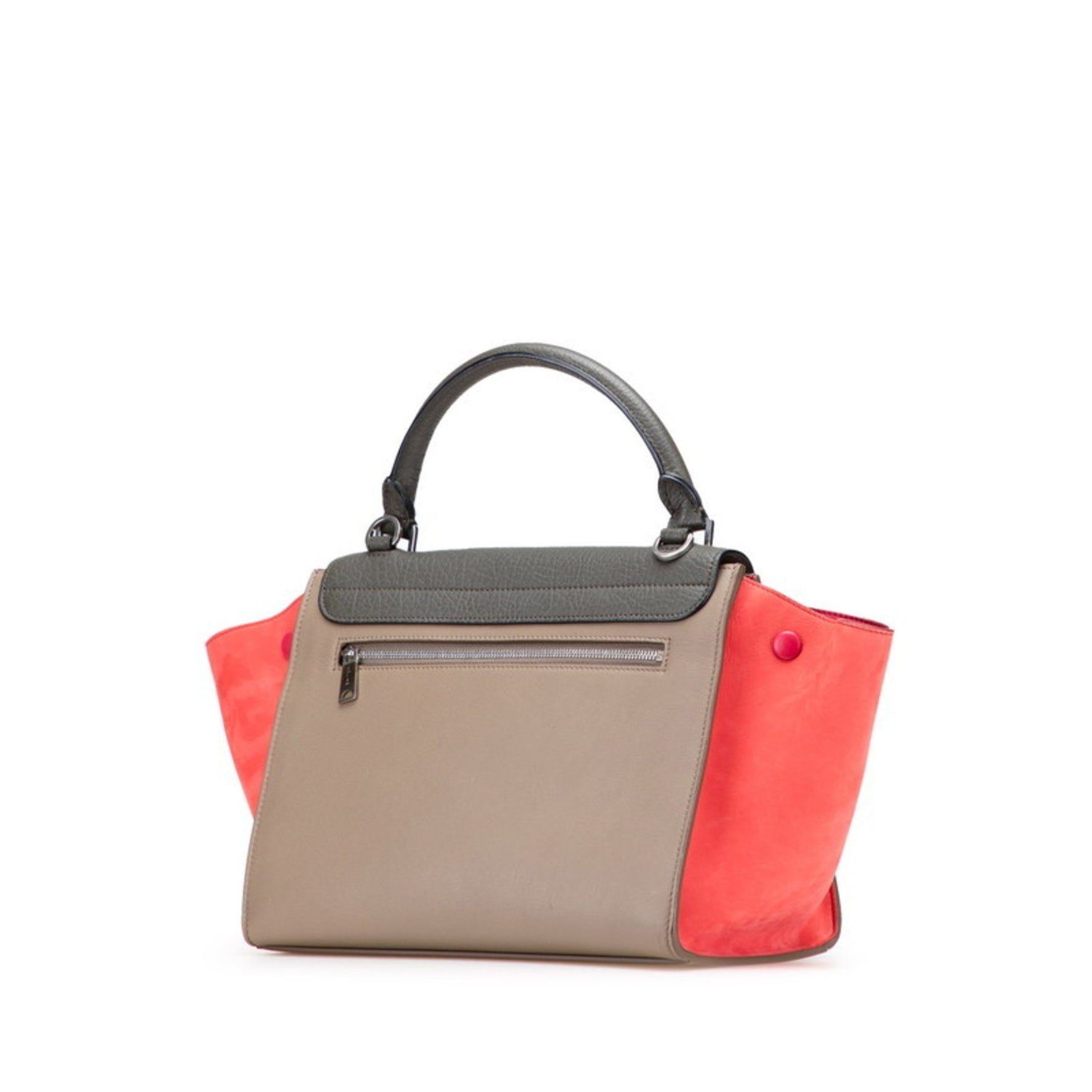 Celine Trapeze Small Handbag/Shoulder Bag, Gray, Beige, Pink, Leather, Suede