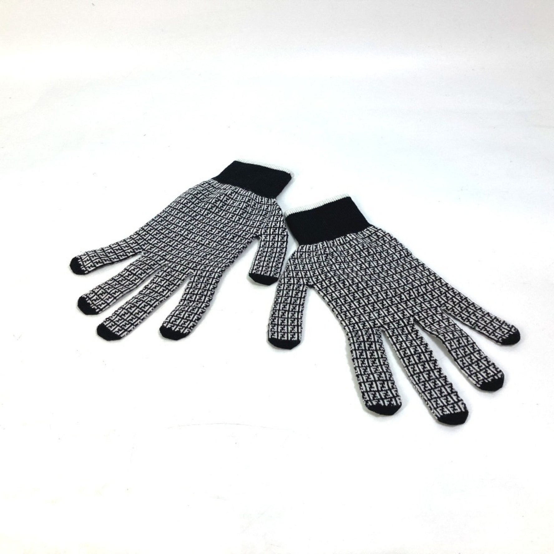 FENDI Logo Gloves, Wool, Unisex, Black