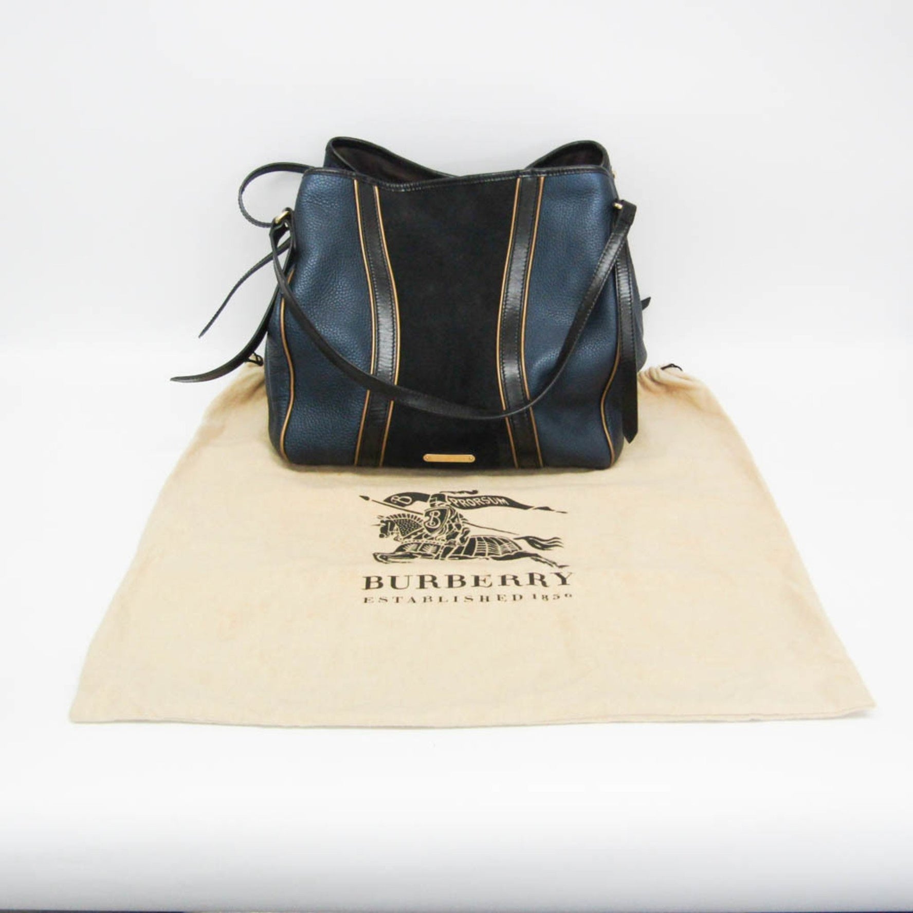 Burberry Men,Women Leather Shoulder Bag,Tote Bag Black,Blue