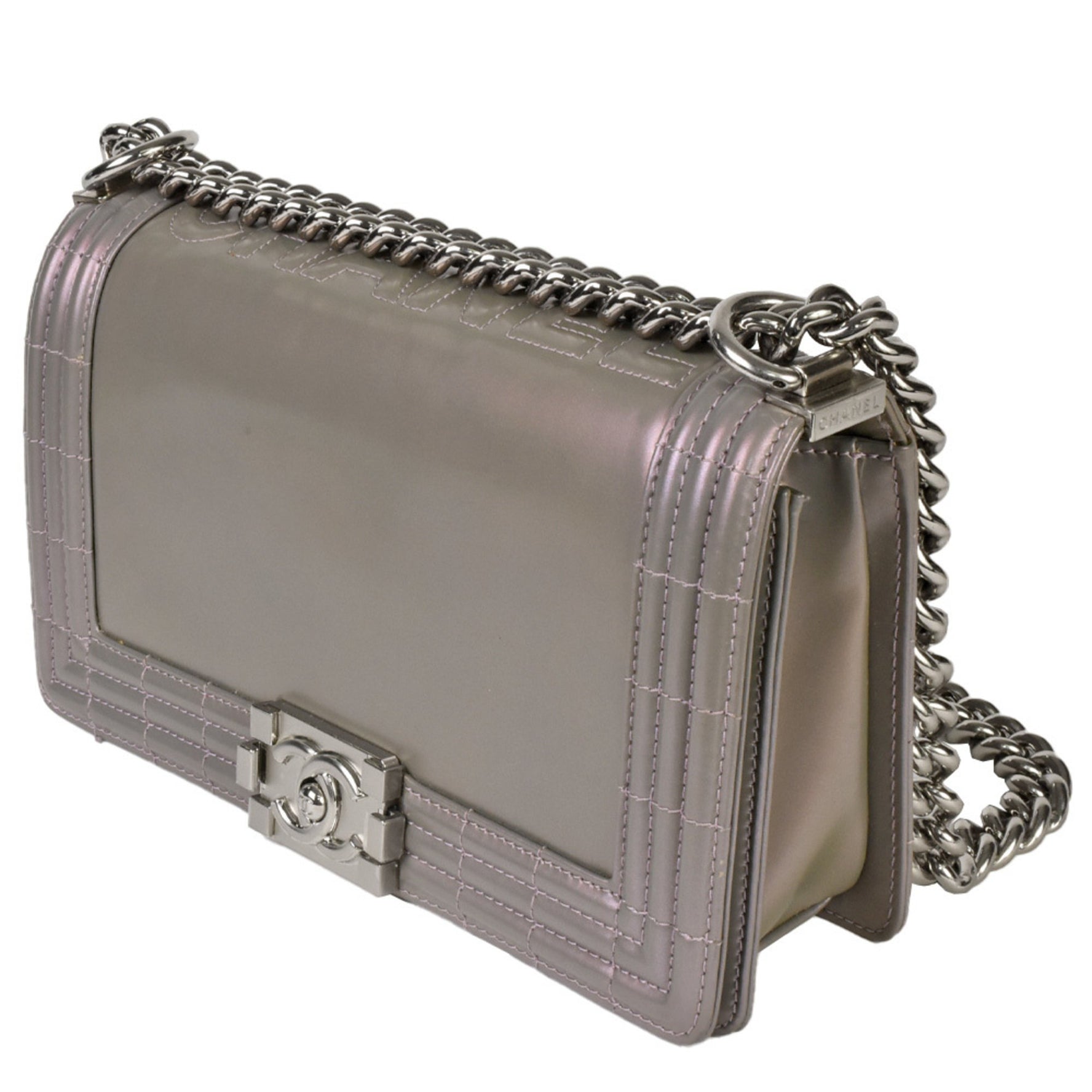 CHANEL Boy Coco Mark Chain Shoulder Bag No. 16 (manufactured in 2012) Metallic Gray Leather