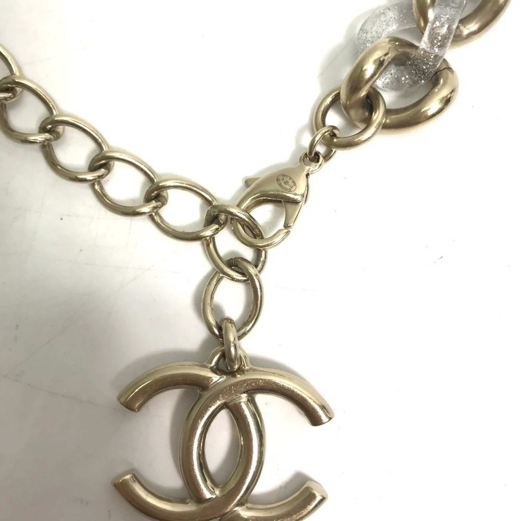 CHANEL CC Coco Mark Chain Glitter Belt Metal