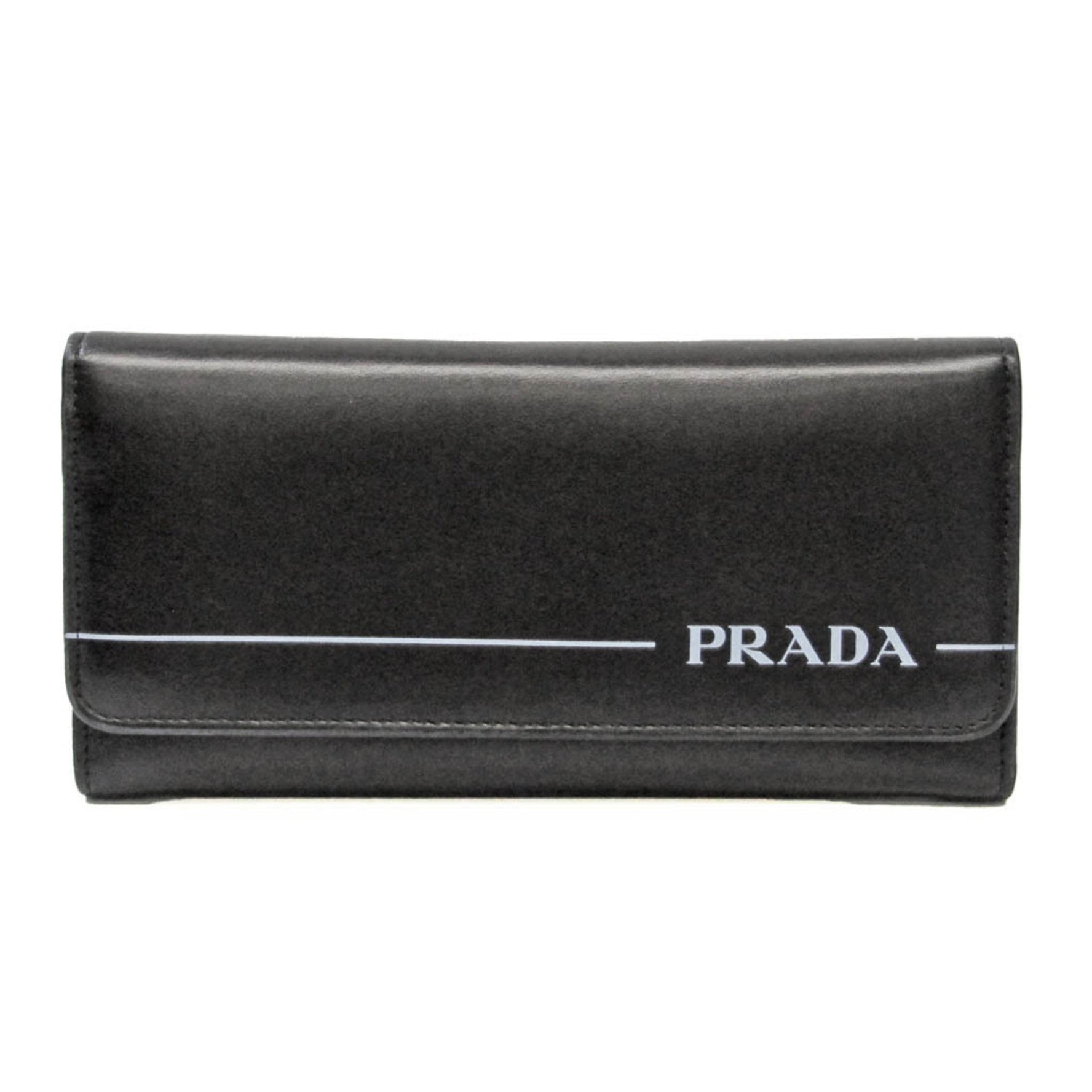 Prada Men,Women Leather Long Wallet (bi-fold) Black,Blue