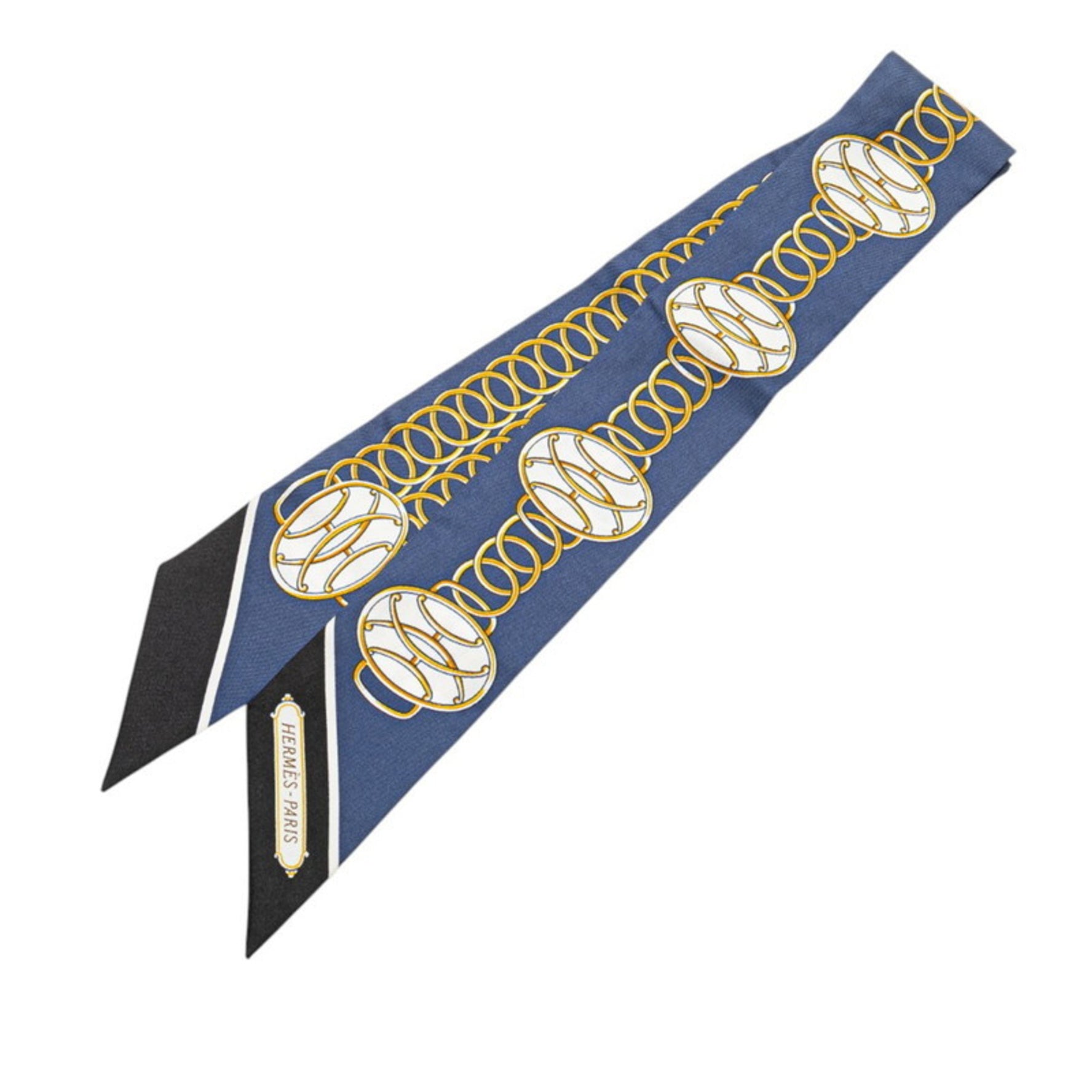 Hermes Hermès Twilly Lift Profile Marine Scarf, Blue Multicolor Silk