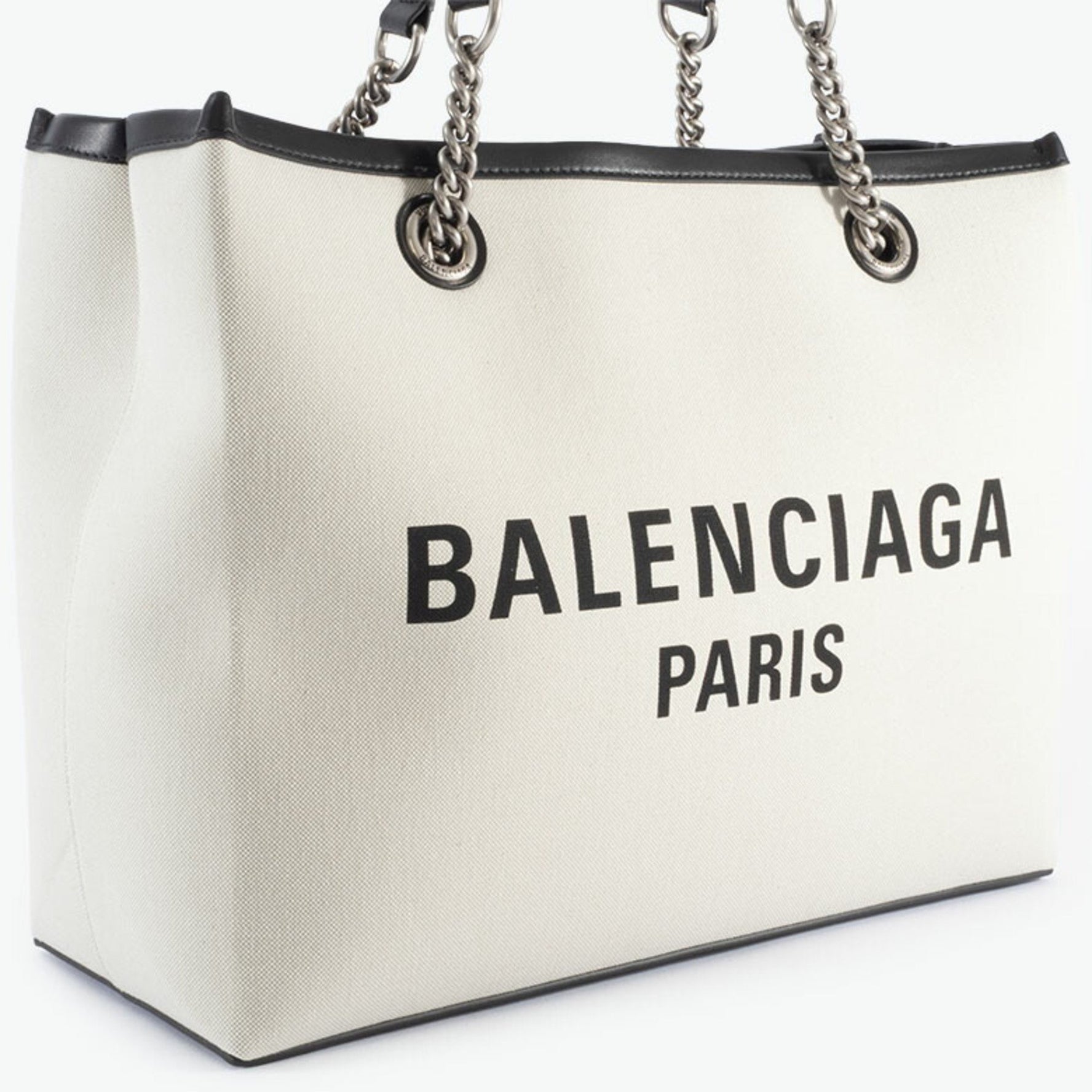 Balenciaga Duty Free Tote Bag in Natural Cotton and Calfskin