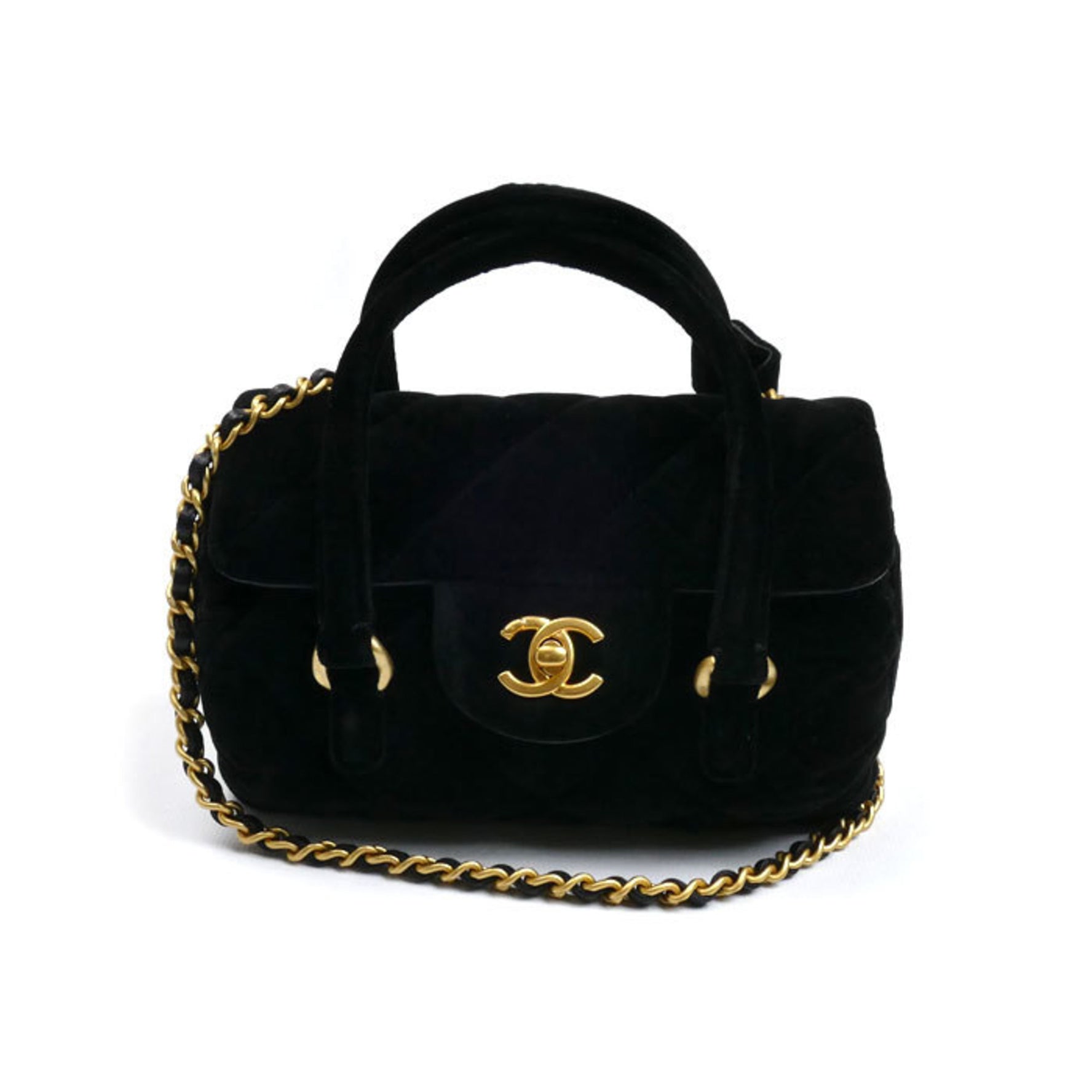 CHANEL Velvet Mini Bowling 2024 VIP Shoulder Bag