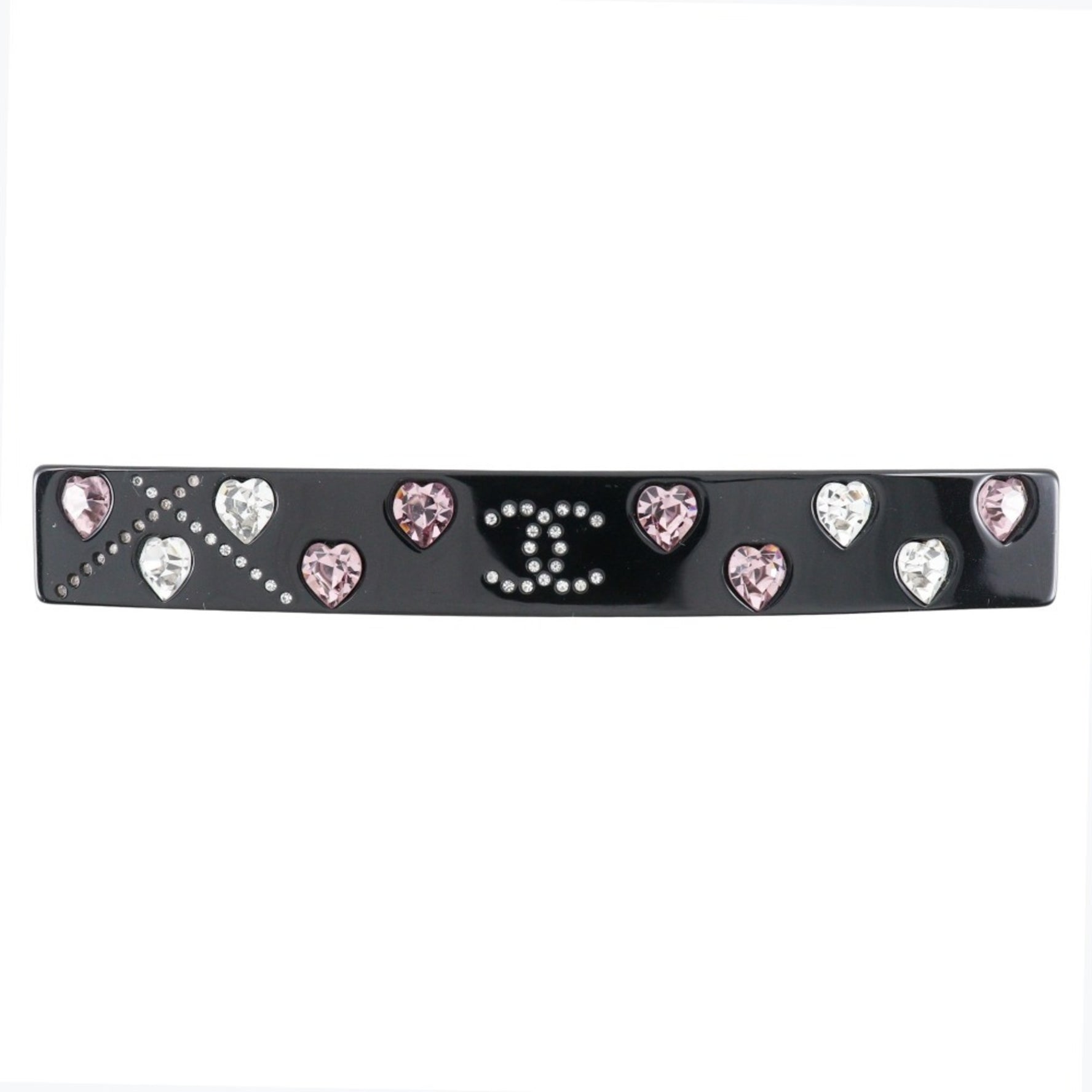 CHANEL COCO Mark Barrette Heart Plastic x Rhinestone 2004