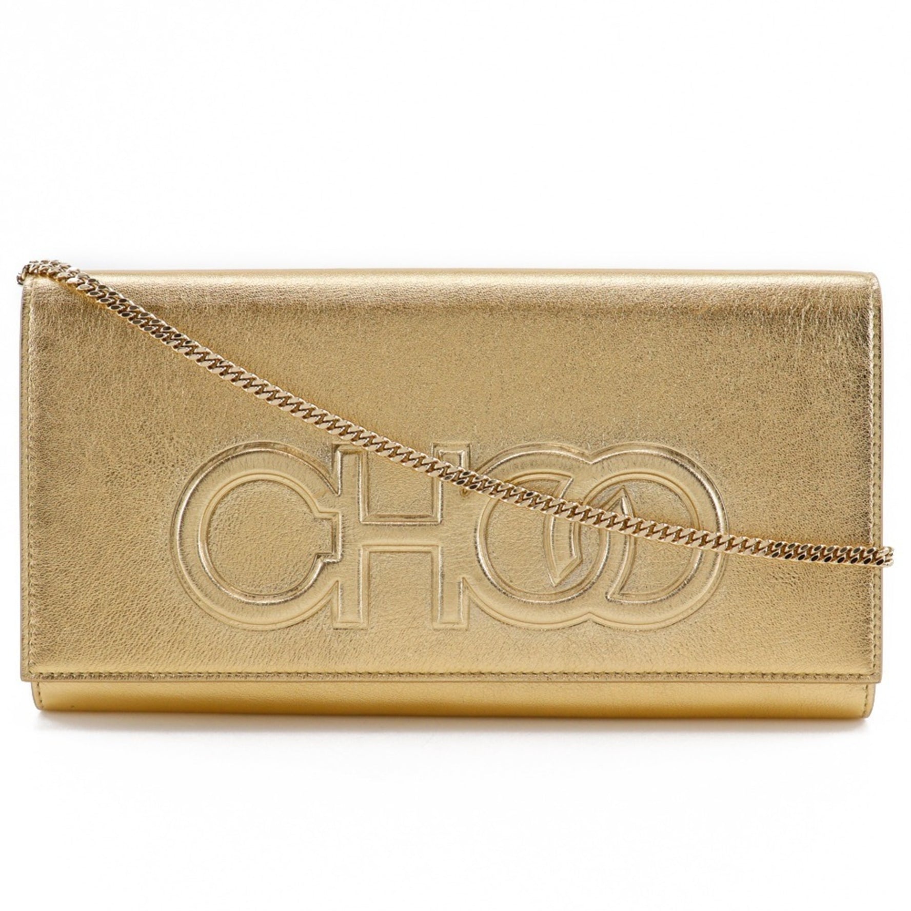 JIMMY CHOO Scotty Shoulder Bag Chain Clutch SCOTTIE TJC Sheepskin Gold 2way Type Women's
