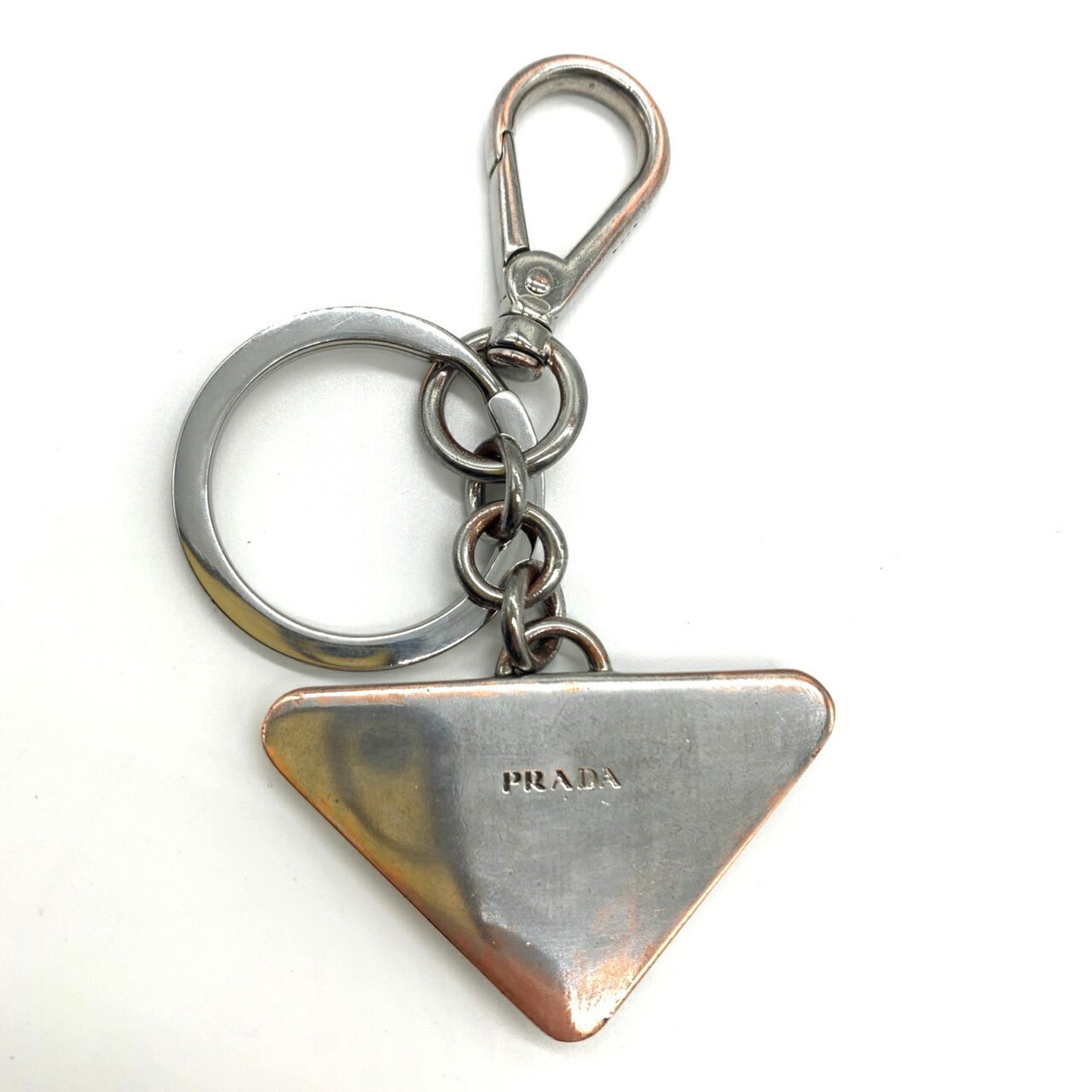 Prada Key Ring Holder Saffiano Men's Women's Triangle 2PP080 053 PRADA