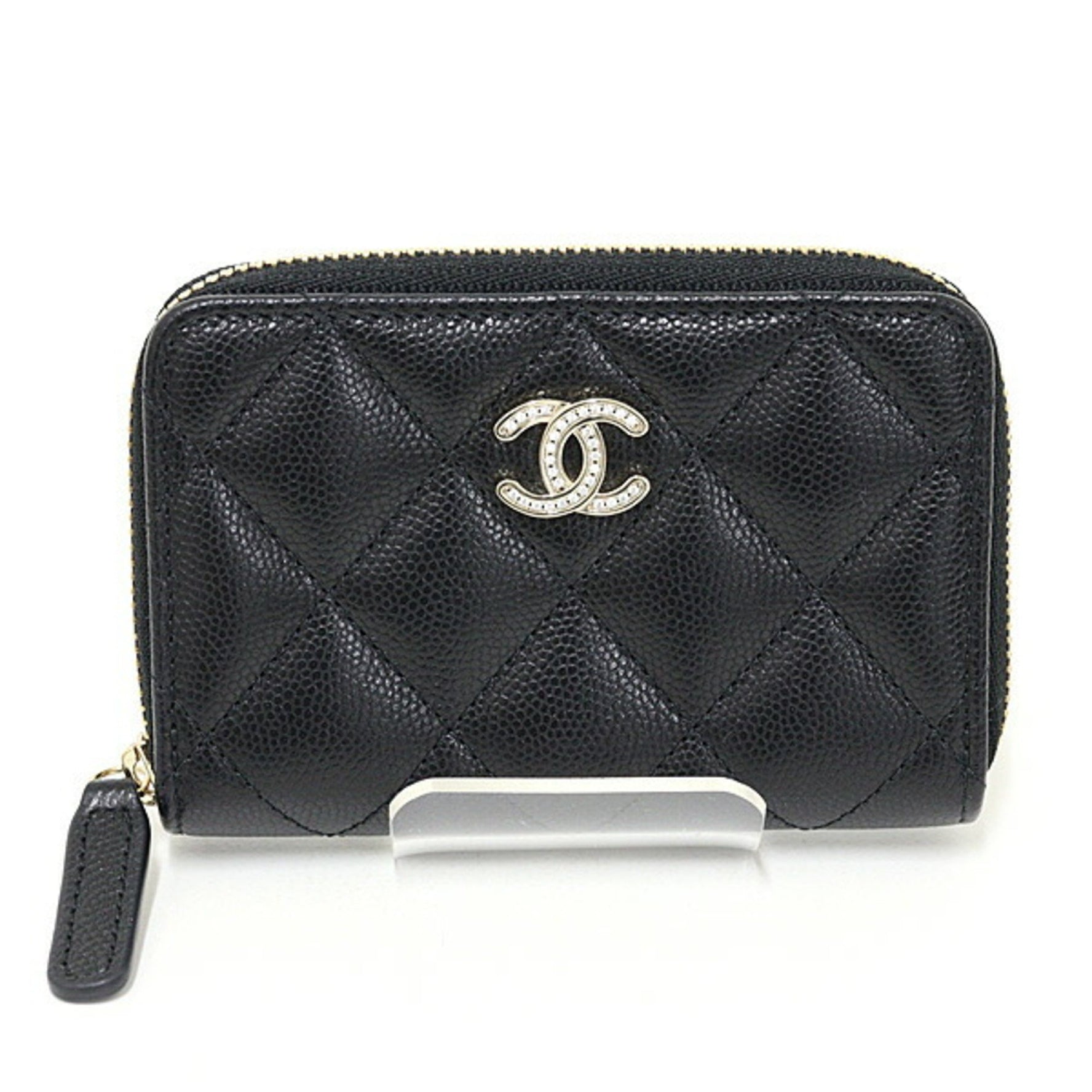 Chanel Matelasse Coin Purse in Caviar Leather with Coco Mark and Card Case, Unused