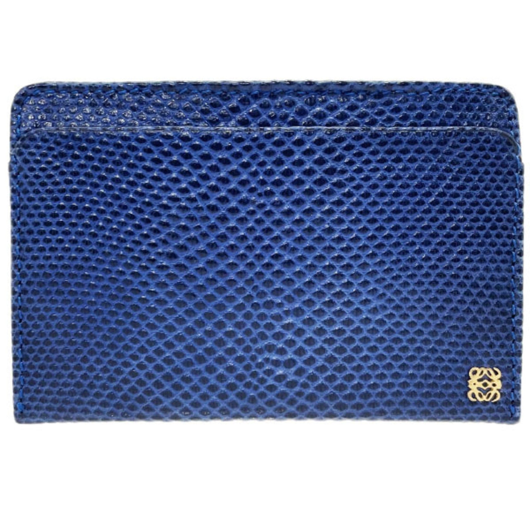 LOEWE Card Case Anagram Holder Leather Blue Business IC ID Pass